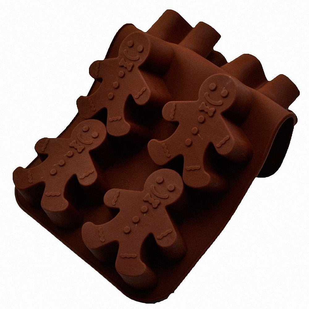 Gingerbread Man Silicone Mold - Moldfun Christmas Party Gingerbread Mold For Chocolates, Soaps, Cake Baking, Ice Cubes, Jello Sh