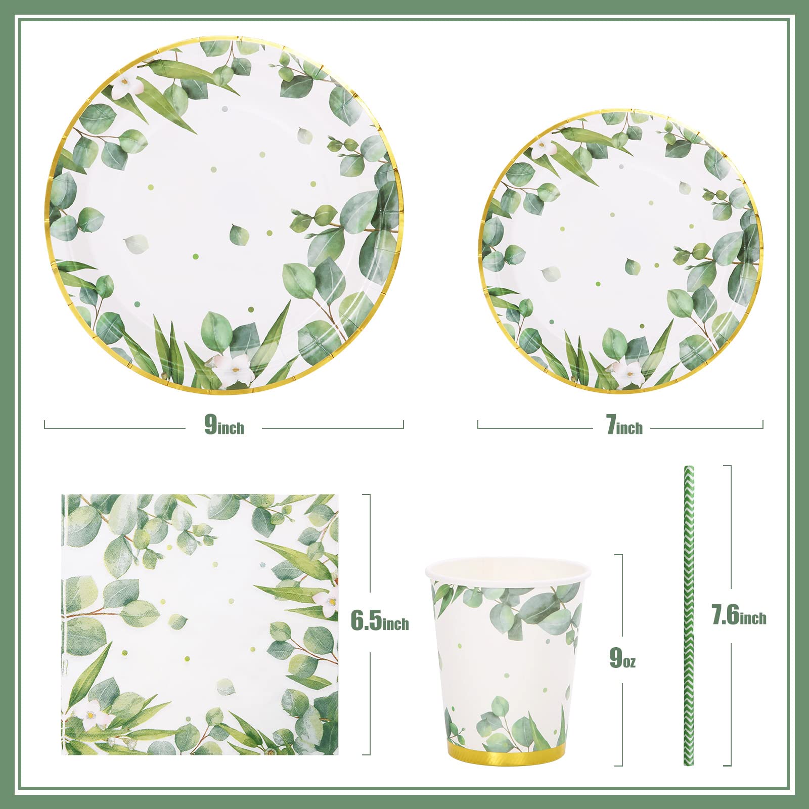 Gender Neutral Baby Shower Plates And Napkins For 25 Sage Green Party Decorations Boy Girl Birthday Bridal Shower Floral Wedding