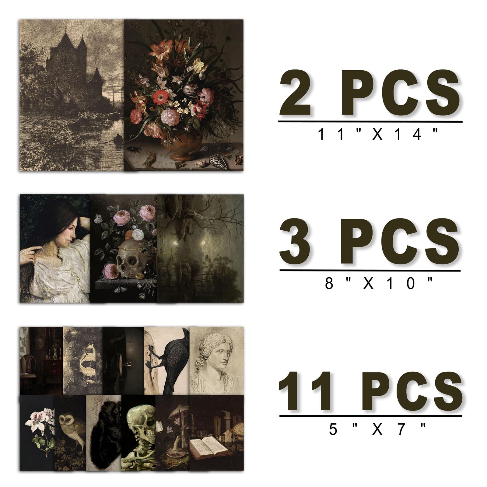 Anerza 16 Pcs Dark Academia Room Decor, Gothic Home Decor, Moody Wall Art Prints For Bedroom, Witchy Posters For Room Aesthetic,