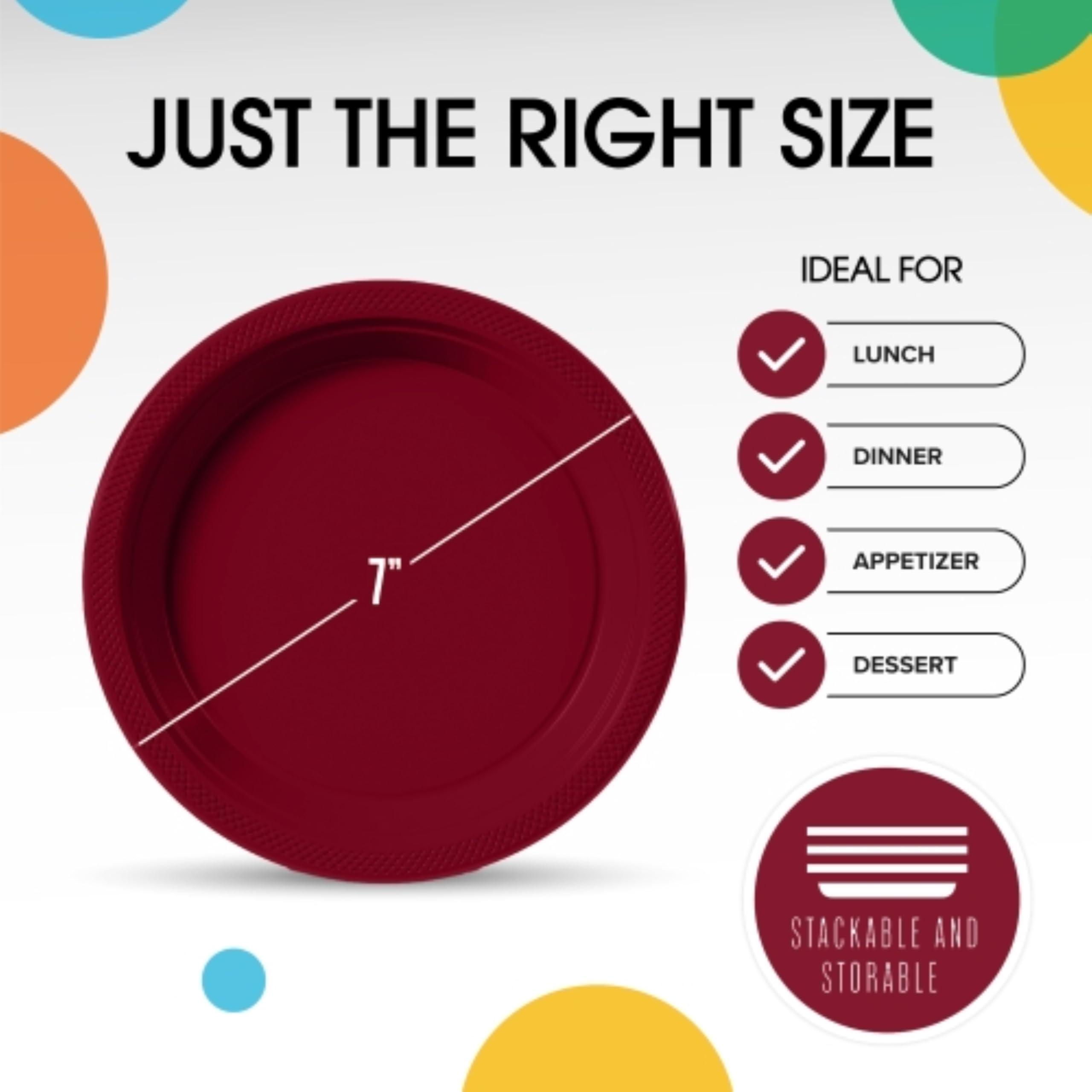 Exquisite Burgundy Plastic Plates For Party 7 Burgundy Disposable Plates For Party Supplies 100 Pcs Disposable Dinner Plate He