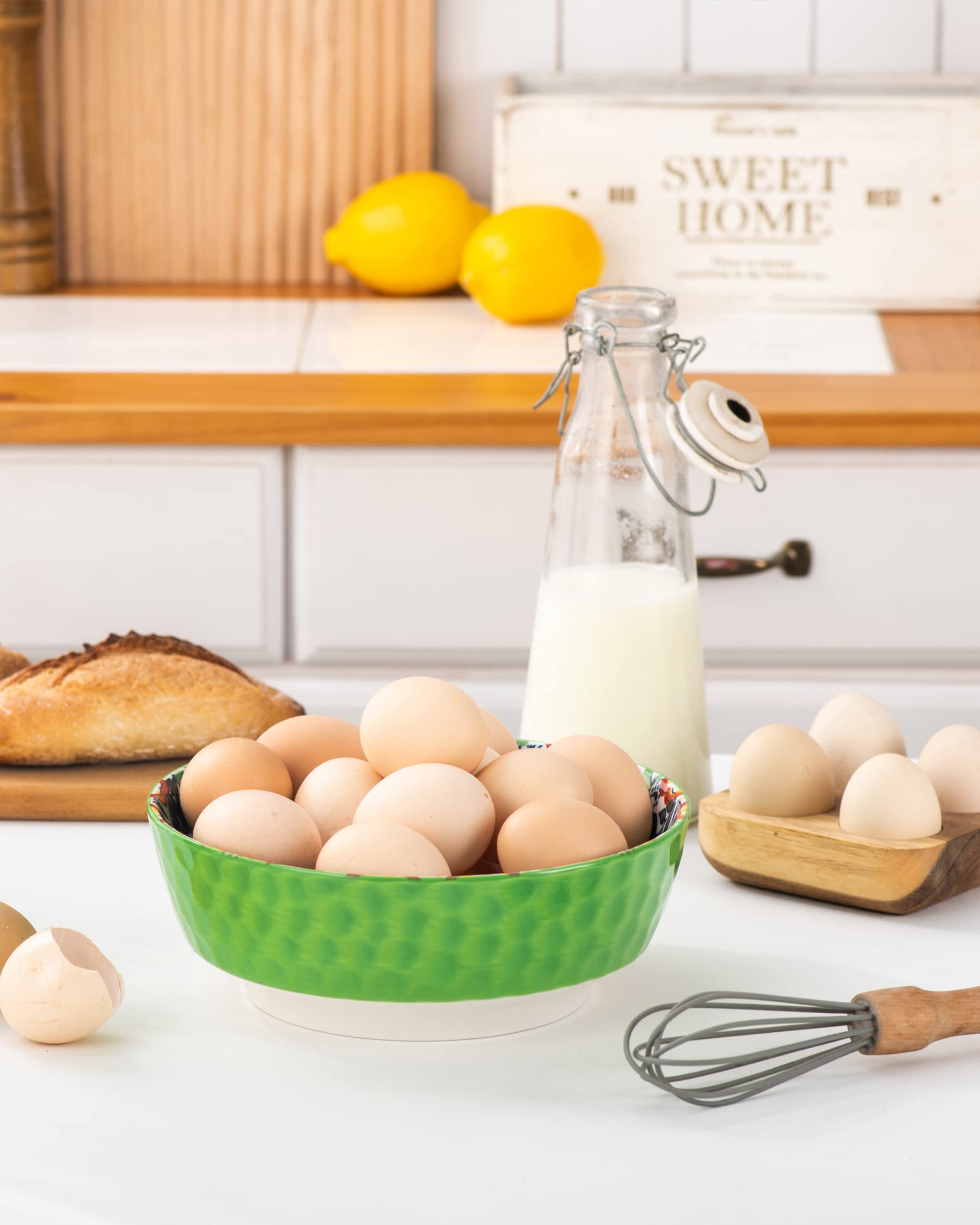 Henxfen Lead Large Salad Bowl Sets For Serving Pho, Ramen, Soup, Fruit, Snacks - 48 Oz Big Ceramic Bowls For Family, Kitchen Coo