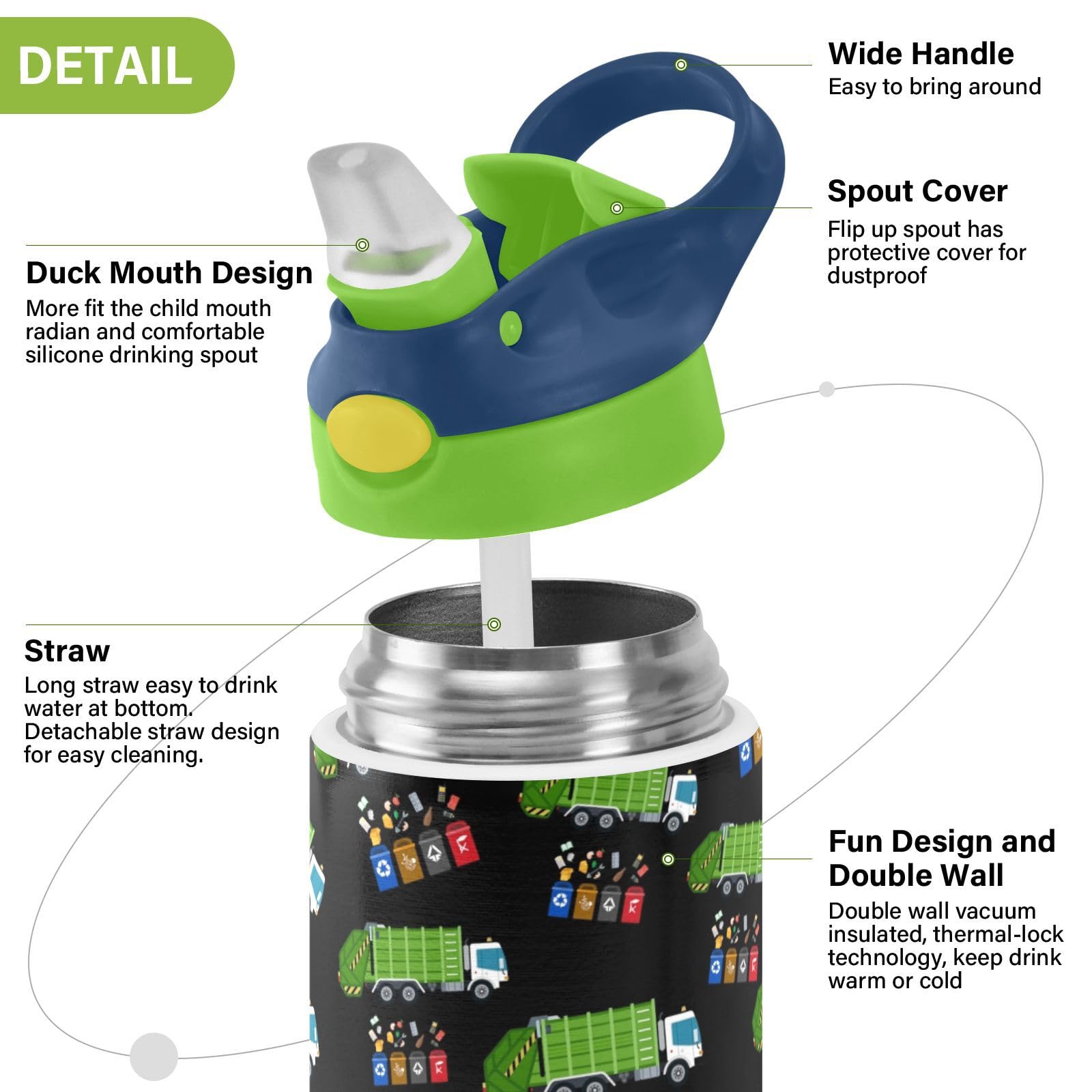 Stainless Steel Water Bottle For Kids- 12 Ounce Stainless Steel Vacuum Insulated Water Bottle For Kids Children,Double Wall Vacu