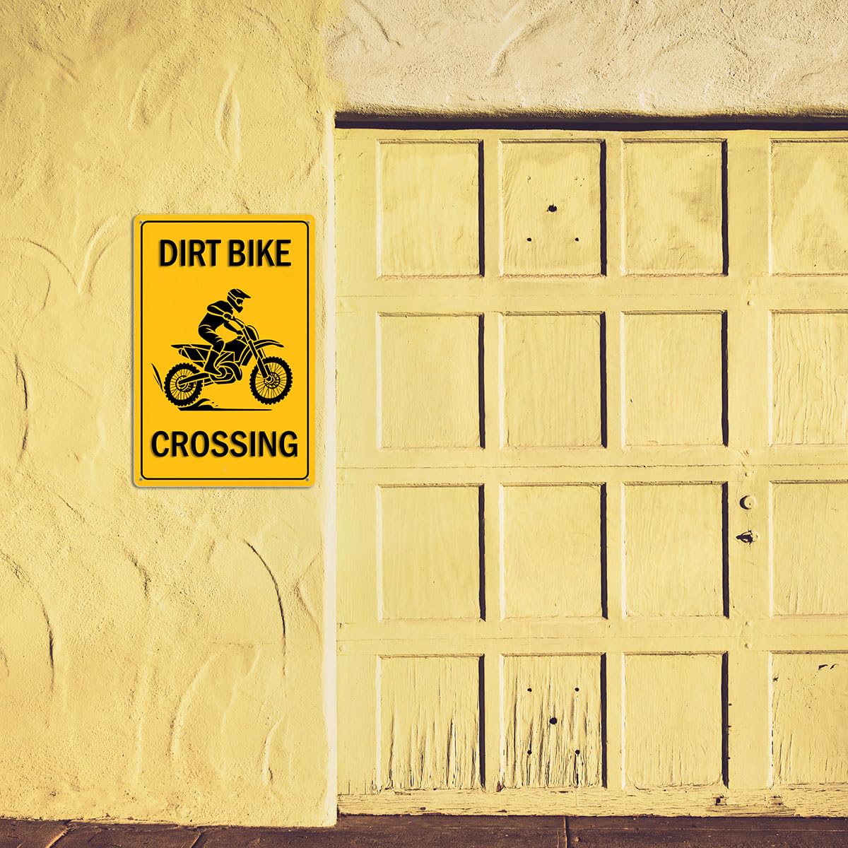 Dirt Bike Crossing Tin Sign - Motocross Garage Wall Decor, Dirt Bike Gifts for Men, Boys, and Enthusiasts, Man Cave Accessories,