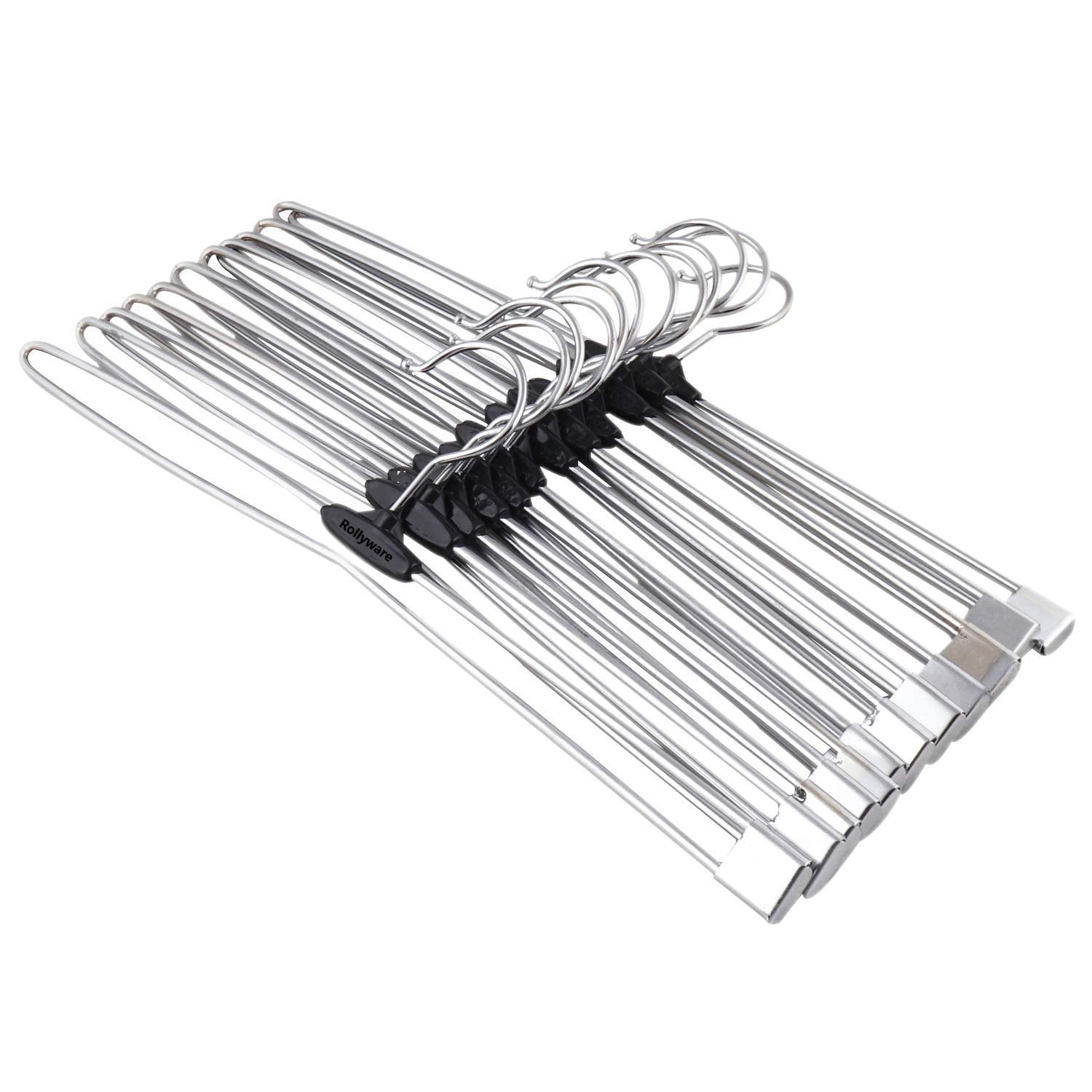 Rollyware Saree Hanger Lockable Steel Push Clip For Cloth Wardrobe (Pack Of 30 Count)
