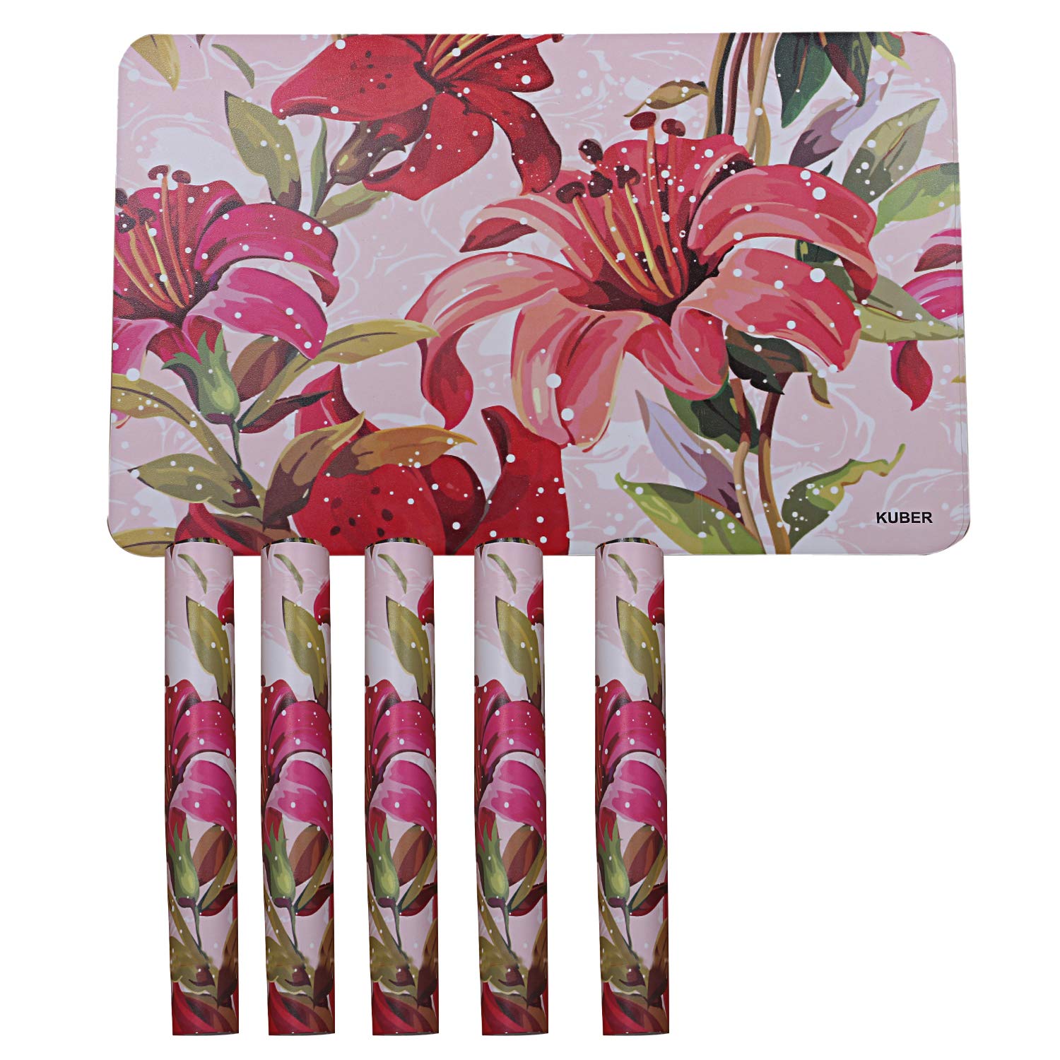 Kuber Industries Flower Design Pvc 6 Pieces Dining Table Placemat Set (Pink), Ctktc13698