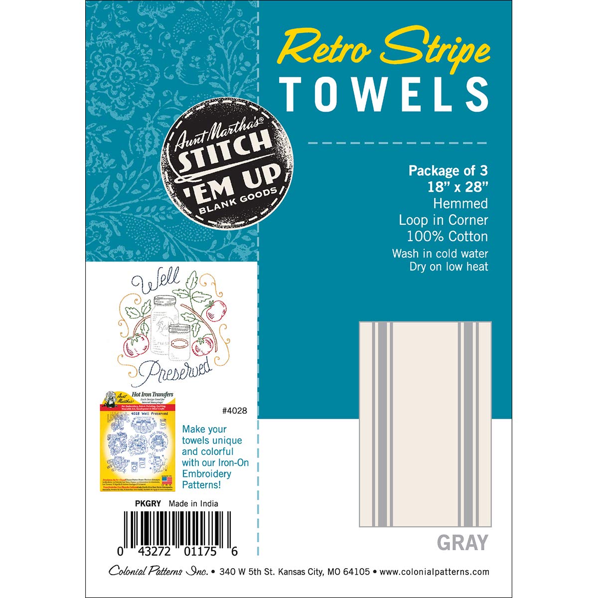 Aunt Martha'S Gray Striped Dish Towels, 3 Towels ($4.10 Each)