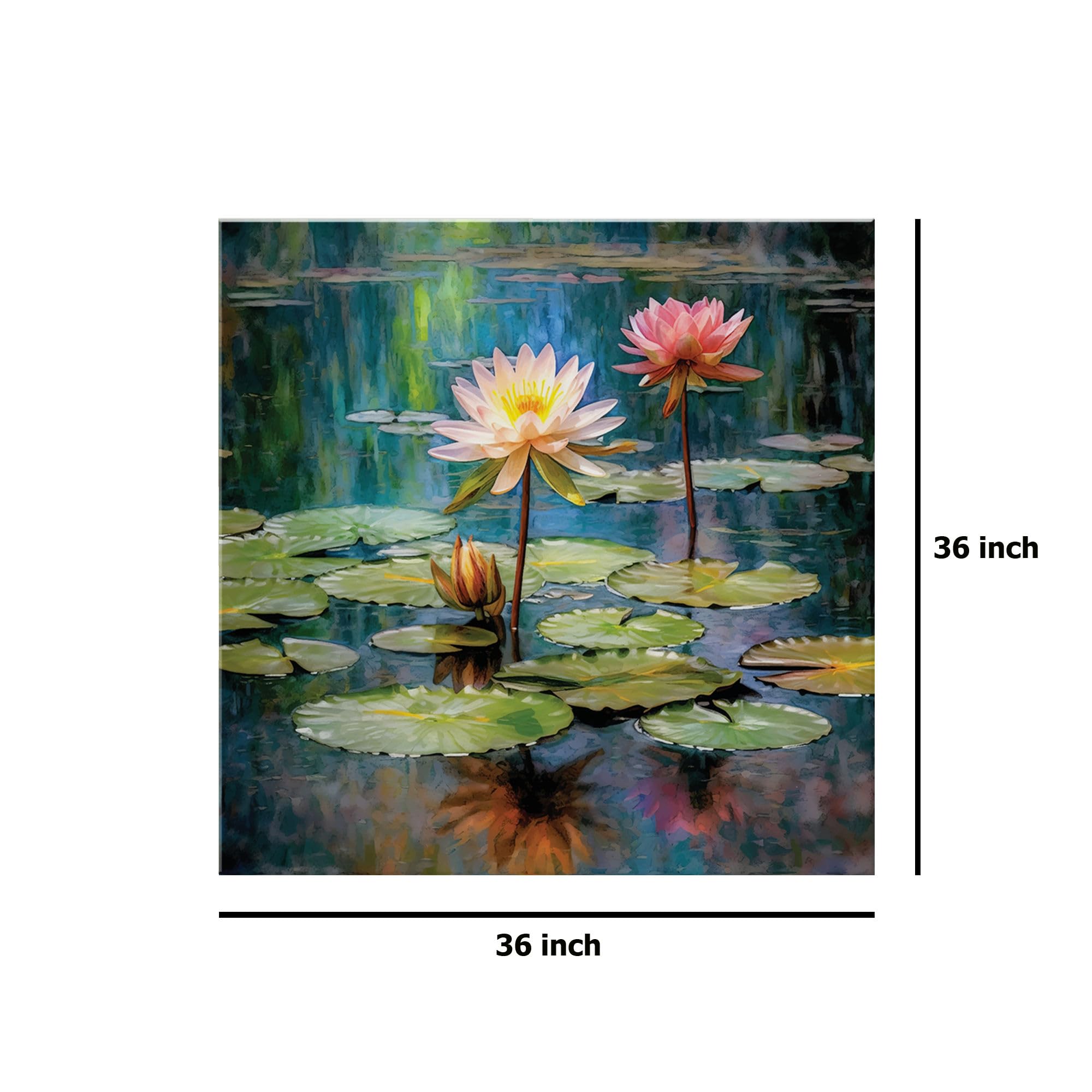 999Store Tranquil Water Lily Art Print - Vibrant Pond With Blooming Pink And White Water Lilies For Peaceful Home Dcor