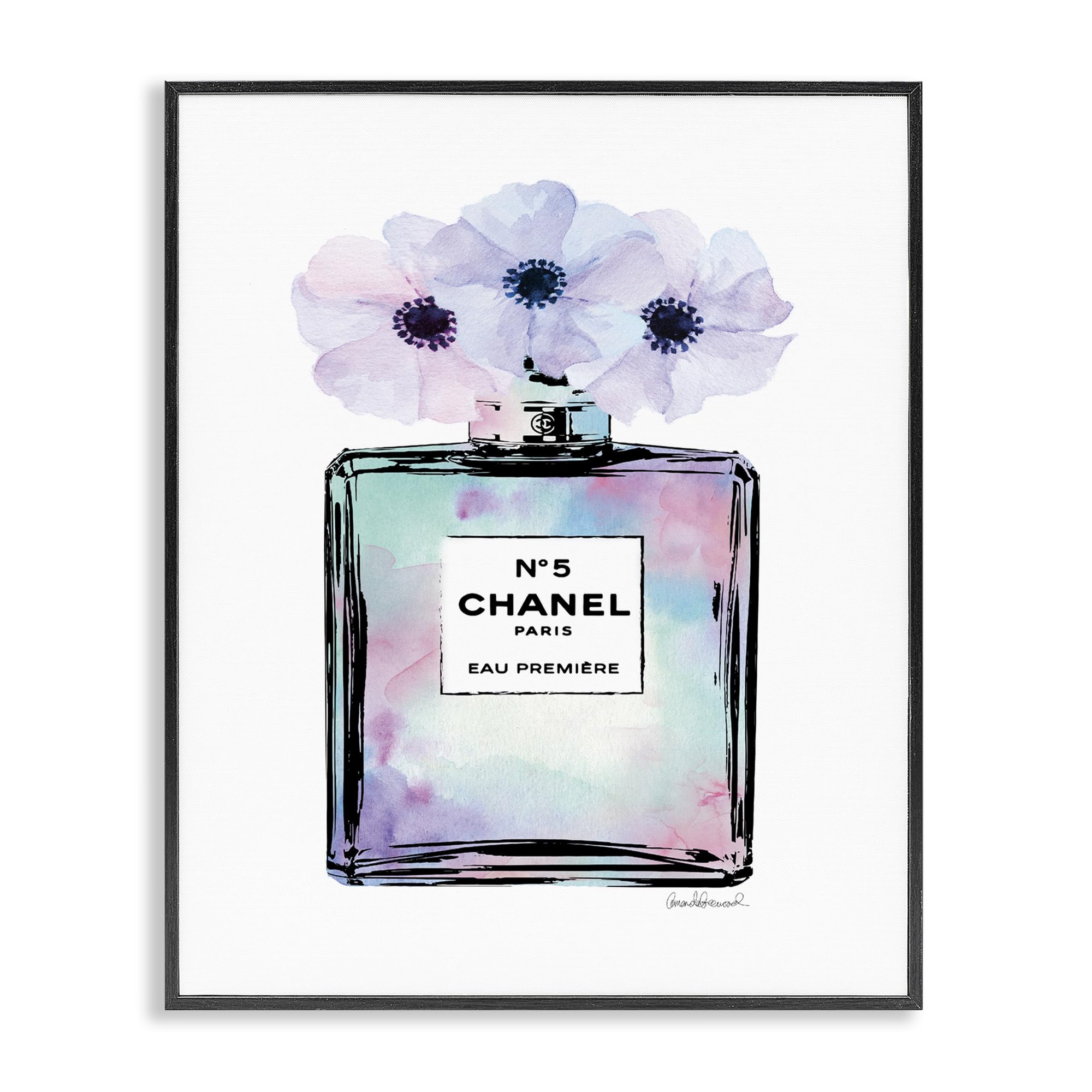 Stupell Industries Purple Flower Glam Perfume, Framed Giclee Art, Black, 11 x 14 Inches, Easy to Hang and Sturdy, Made in USA,