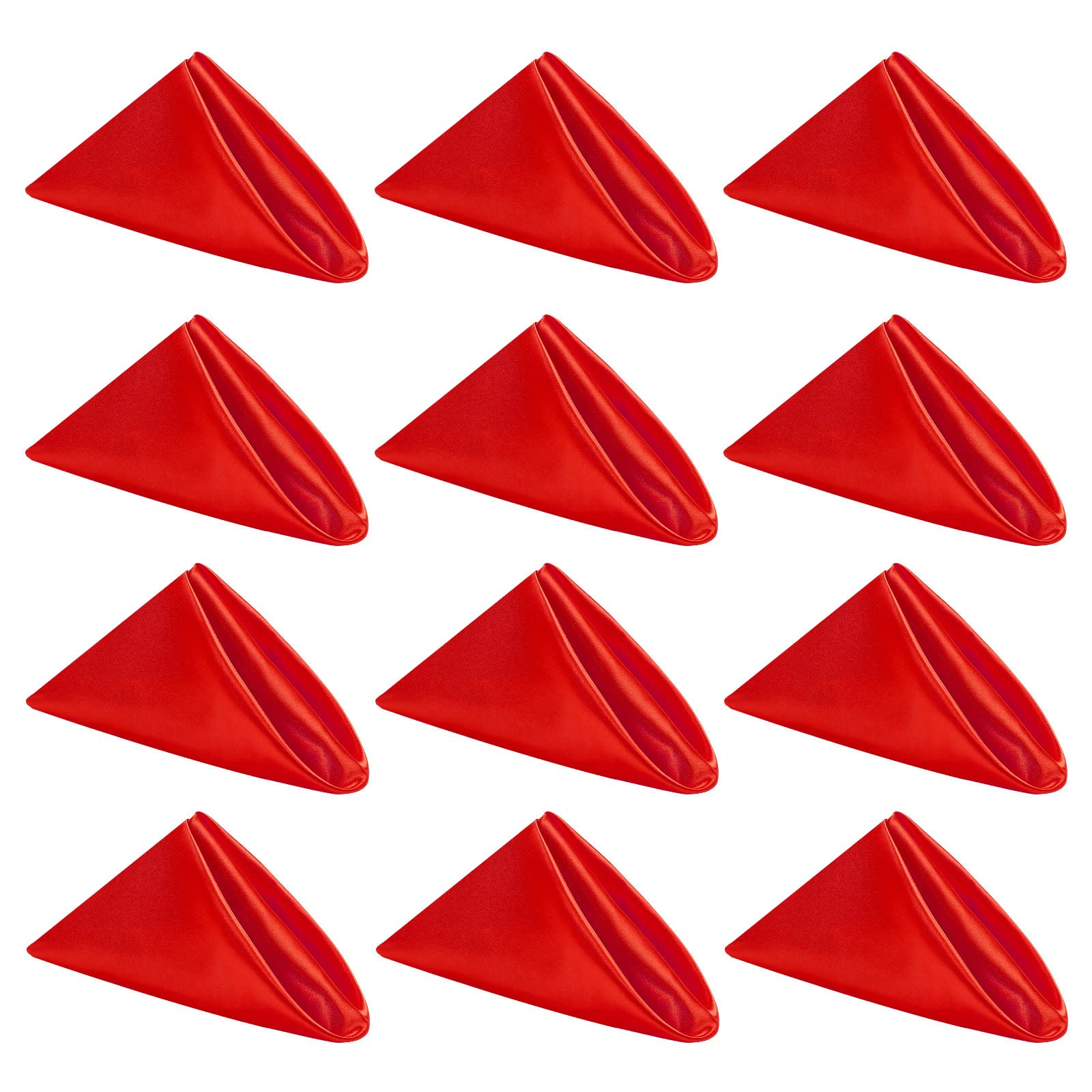 Red Cloth Napkin Set Of 12,Satin Dinner Napkins Cloth Washable,Reusable Napkin For Everyday Use Dining Table,Restaurant,Wedding,