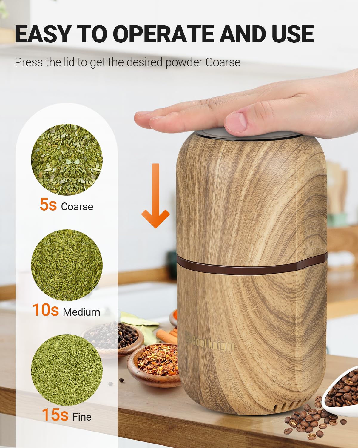 Cool Knight Herb Grinder Electric Spice Grinder [Large Capacity/High Rotating Speed/Electric]-Electric Grinder For Spices And He