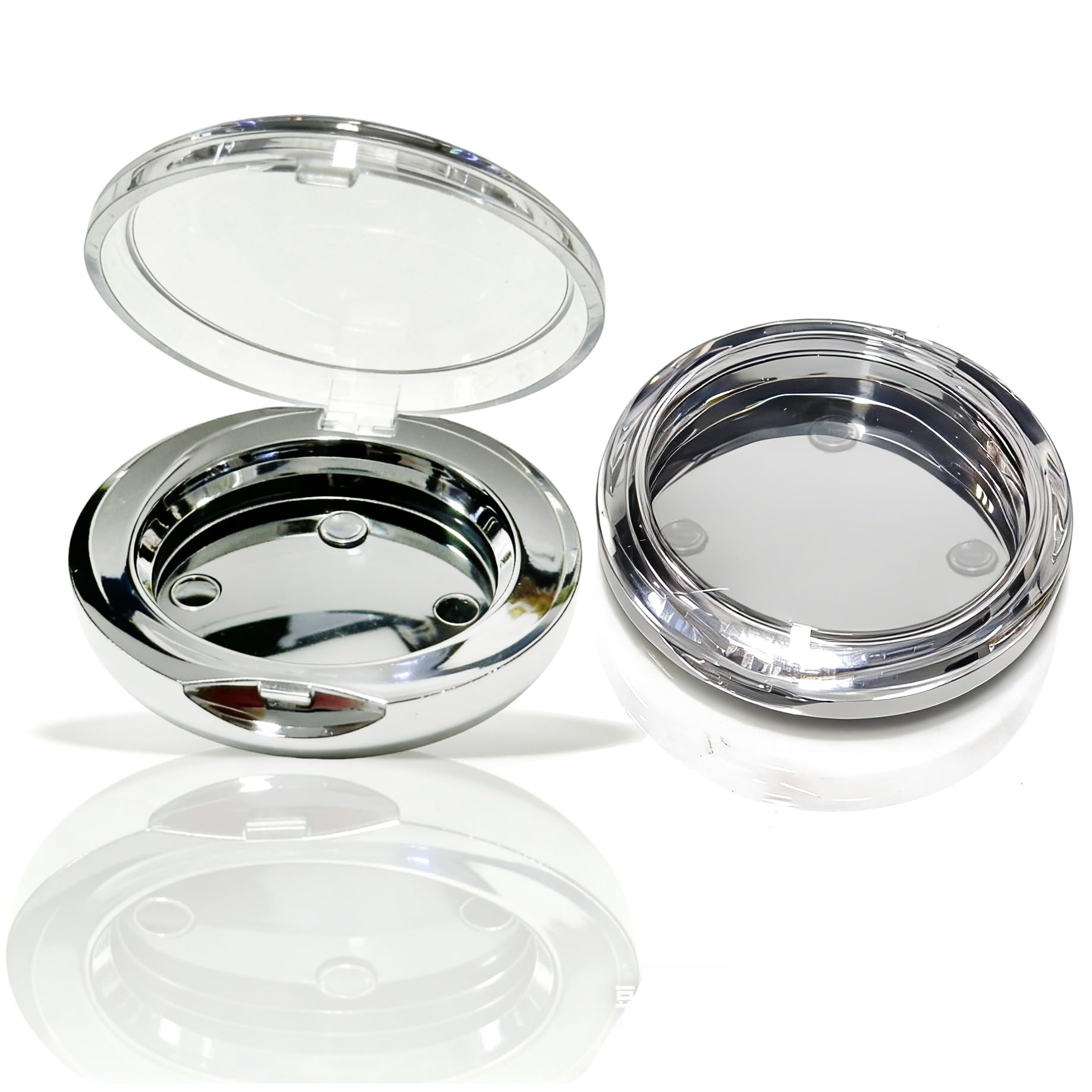 COSIDEA 15pcs empty round plastic Blush case silver refillable compact Eyshadow storage pot