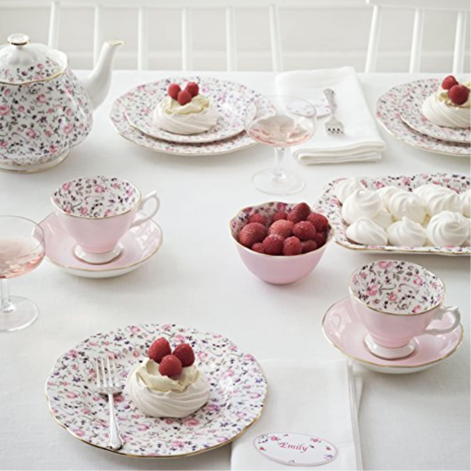 Royal Albert Rose Confetti Teacup & Saucer Set  6.5 ounce  Pink Multi