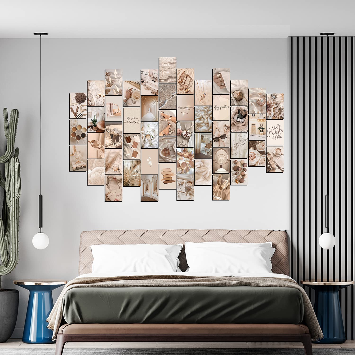 WOONKIT Beige Wall Collage Kit Aesthetic Pictures  Room Decor Aesthetic  Room Decor for Teen Girls  Photo Collage Kit for Wall Aesthetic  Room Decor for Bedroom Aesthetic  Trendy Teen  50PCS 4X6 IN