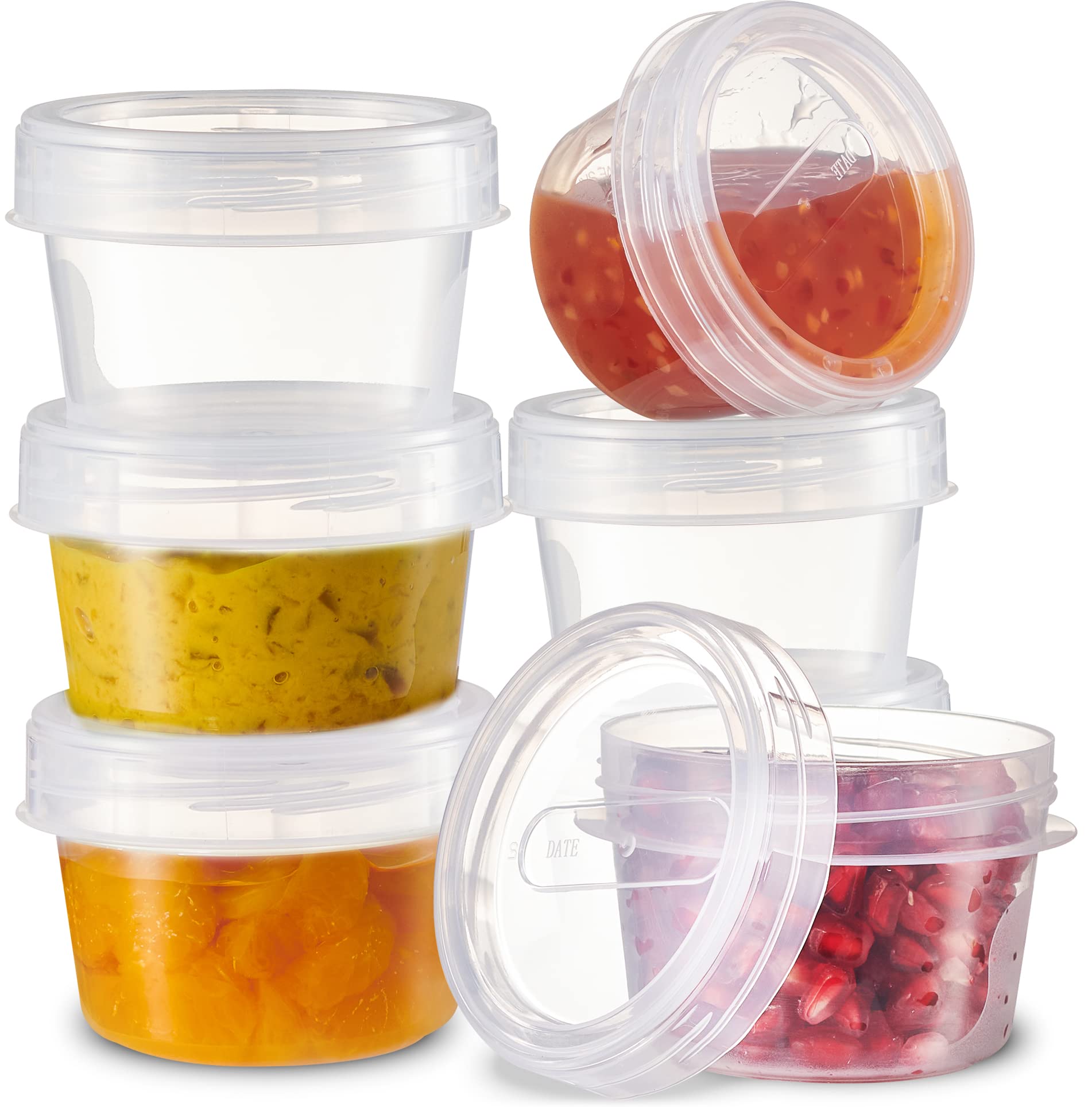 Plasticpro 6 Pack Twist Cap Food Storage Containers With Clear Screw On Lid- 4 Oz Reusable Meal Prep Containers - Small Freezer