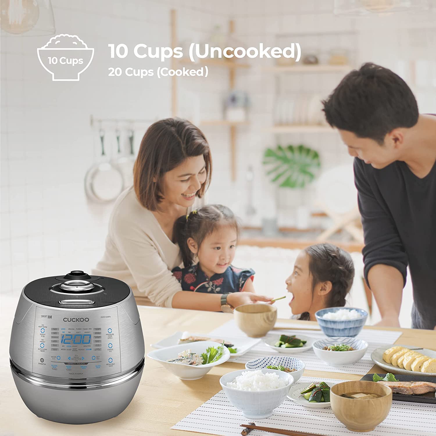Cuckoo Electric Induction Heating Rice Pressure Cooker 10 Cup Full Stainless Steel Interior With Non-Stick Coating-3-Language Vo