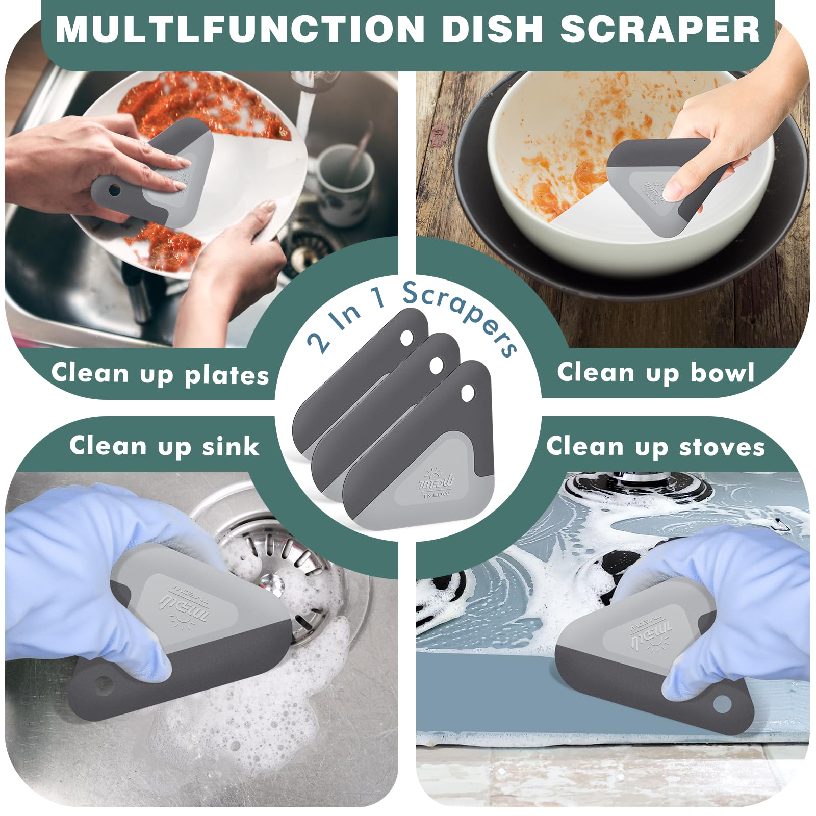 Food Scraper, 2-In-1 Pot And Pan Dish Scraper, Nylon And Silicone, Kitchen Scraper Tools For Cast Iron Skillets, Cookware, Dishe