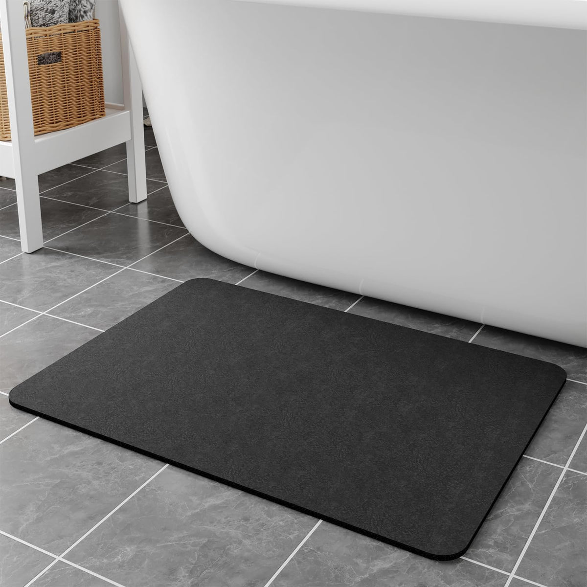 Bath Mat Rugs 24X17 - Diatomaceous Earth Bath Mat Quick Dry Absorbing Bathroom Rugs Rubber Non Slip Thin Bathroom Mat Fit Under