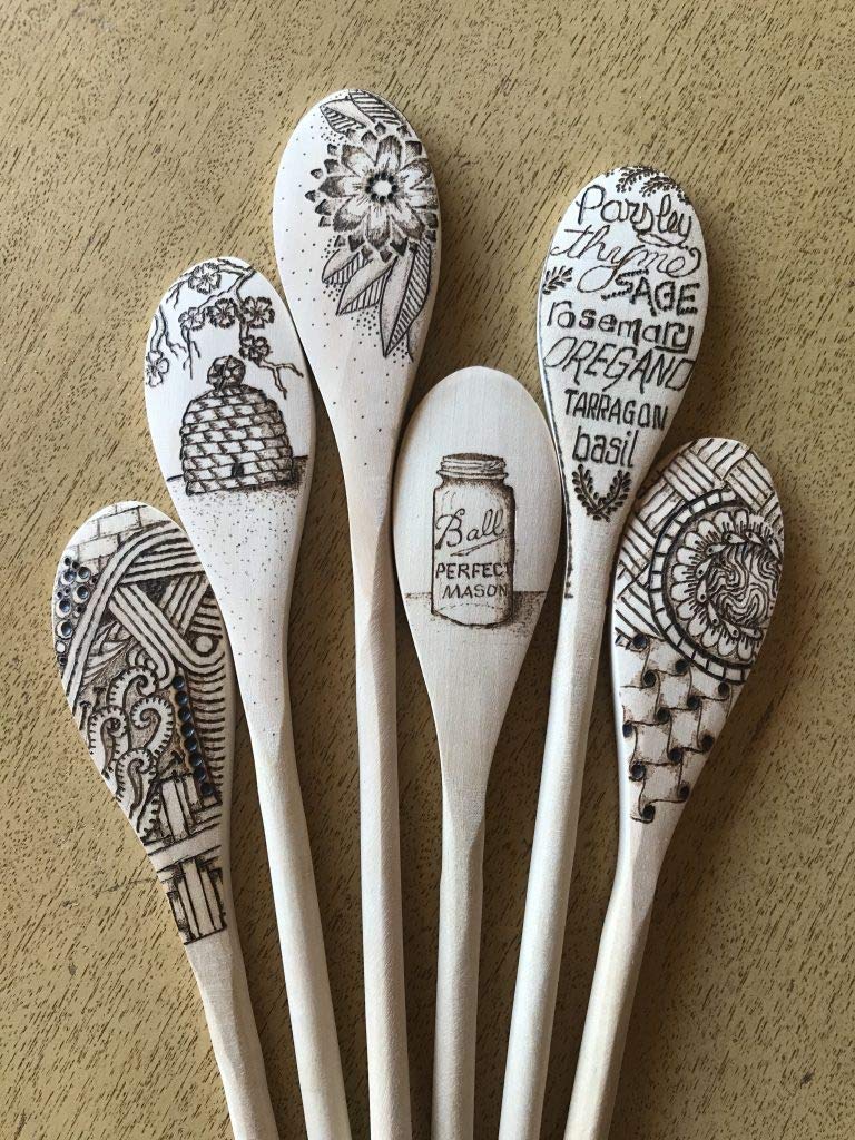 Kitchen Wooden Spoons Mixing Baking Serving Utensils Puppets 12 Inch - Set Of 24 Roundsquare