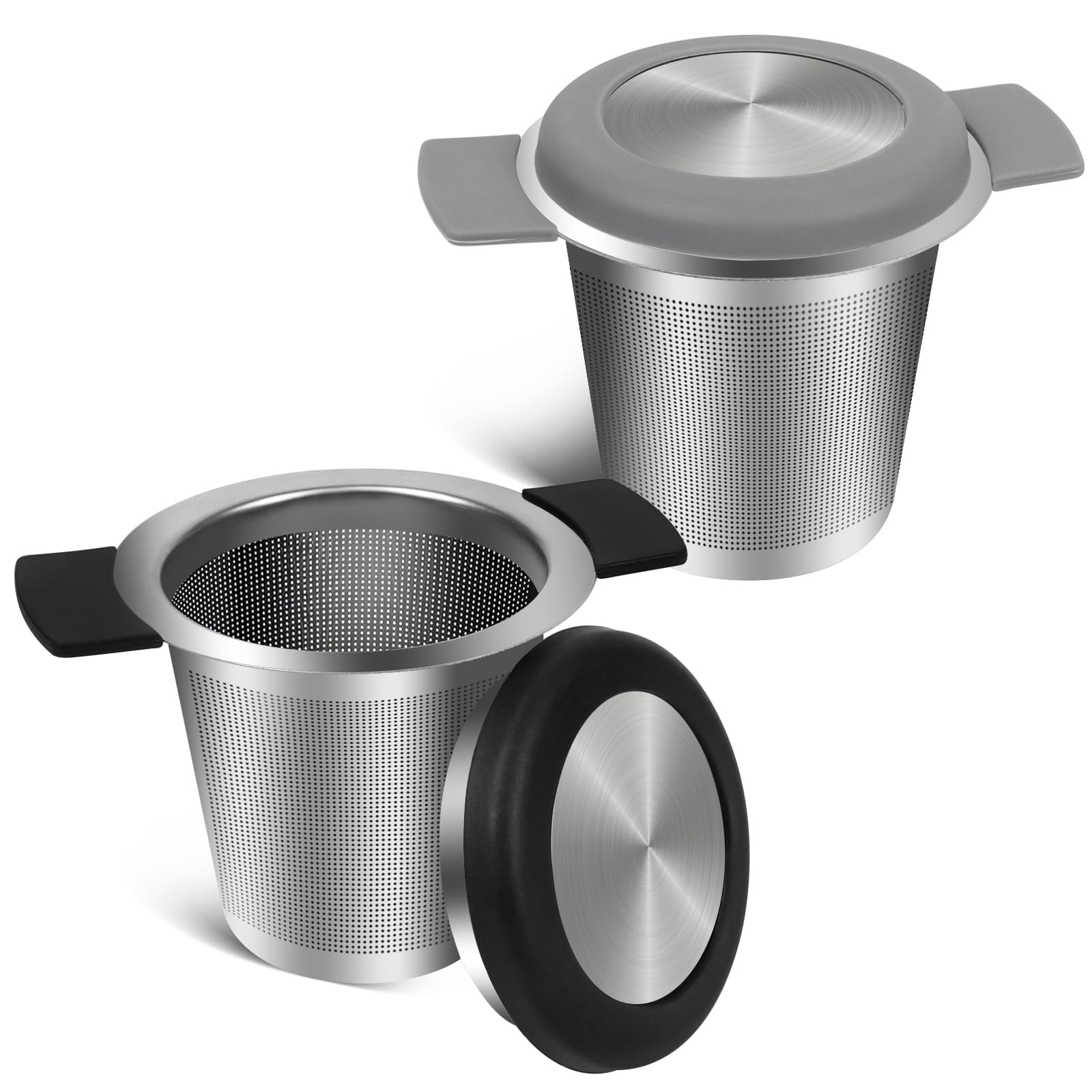 GINOYA 2pcs Tea Infuser for Loose Leaf Tea, Stainless Steel Tea Steeper with Heat Proof Handle, Extra Fine Mesh Tea Strainer, Gi