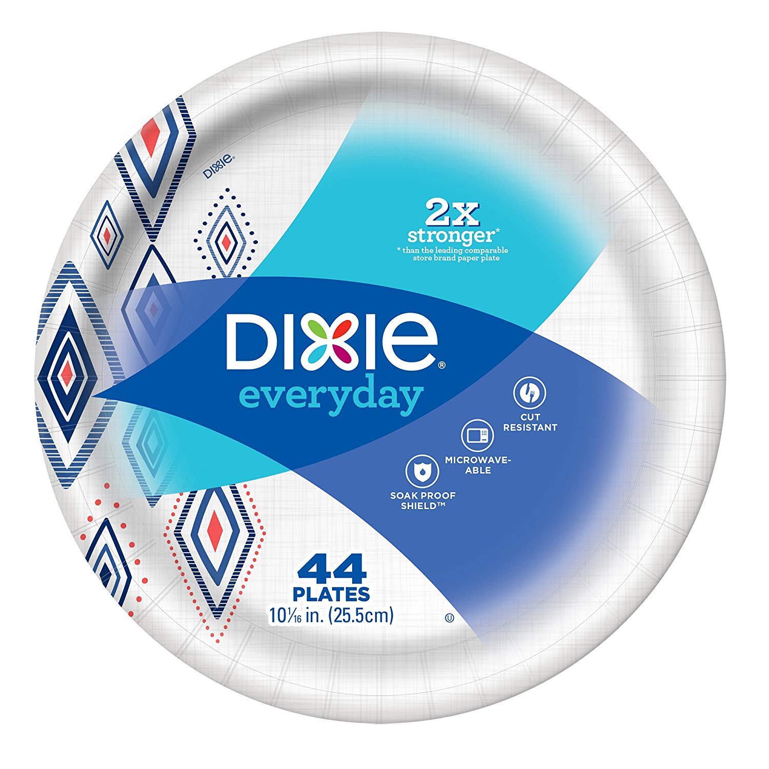 Dixie Everyday Paper Plates, 10 1/16 , 220 Count, 5 Packs Of 44 Plates, Dinner Size Printed Disposable Plates