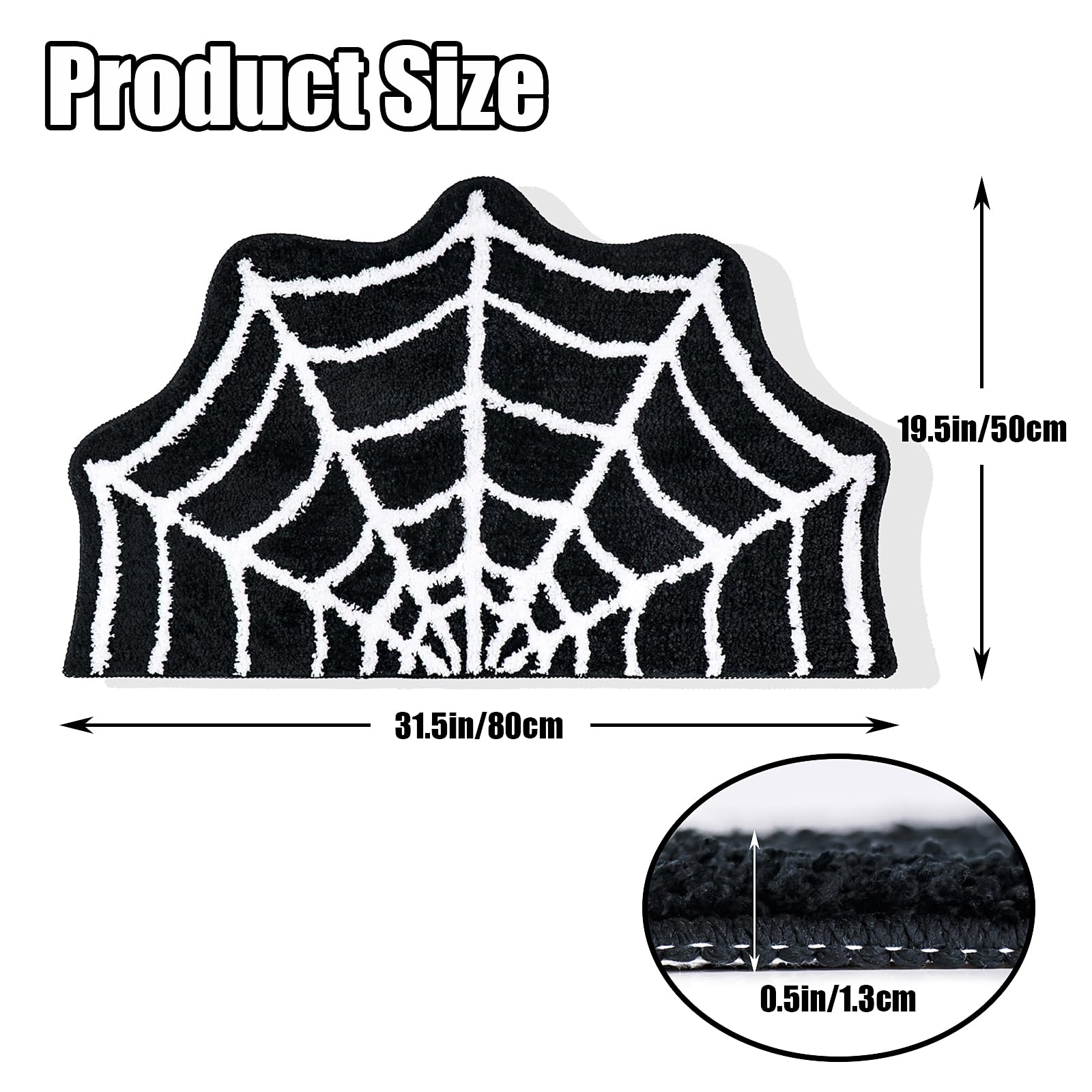 Spider Web Bath Mat, 31  20'' Halloween Bath Mat Non-Slip Rugs Spiderweb Rug Machine Washable Goth Bath Mat Area Rugs Gothic Rug