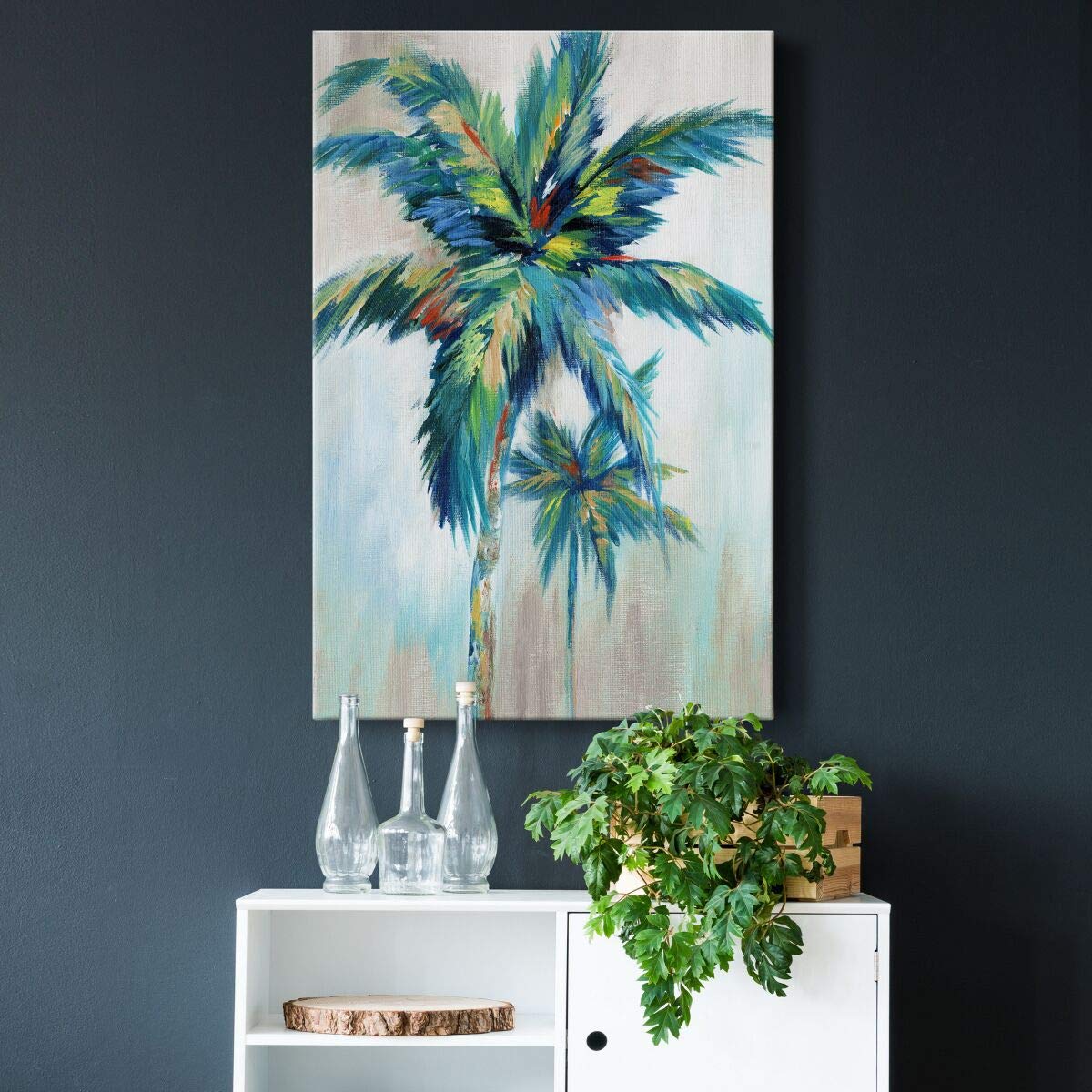Renditions Gallery Canvas Nature Artwork For Home Green Blue Palm Trees Rustic Abstract Paintings For Bedroom Living Room Office