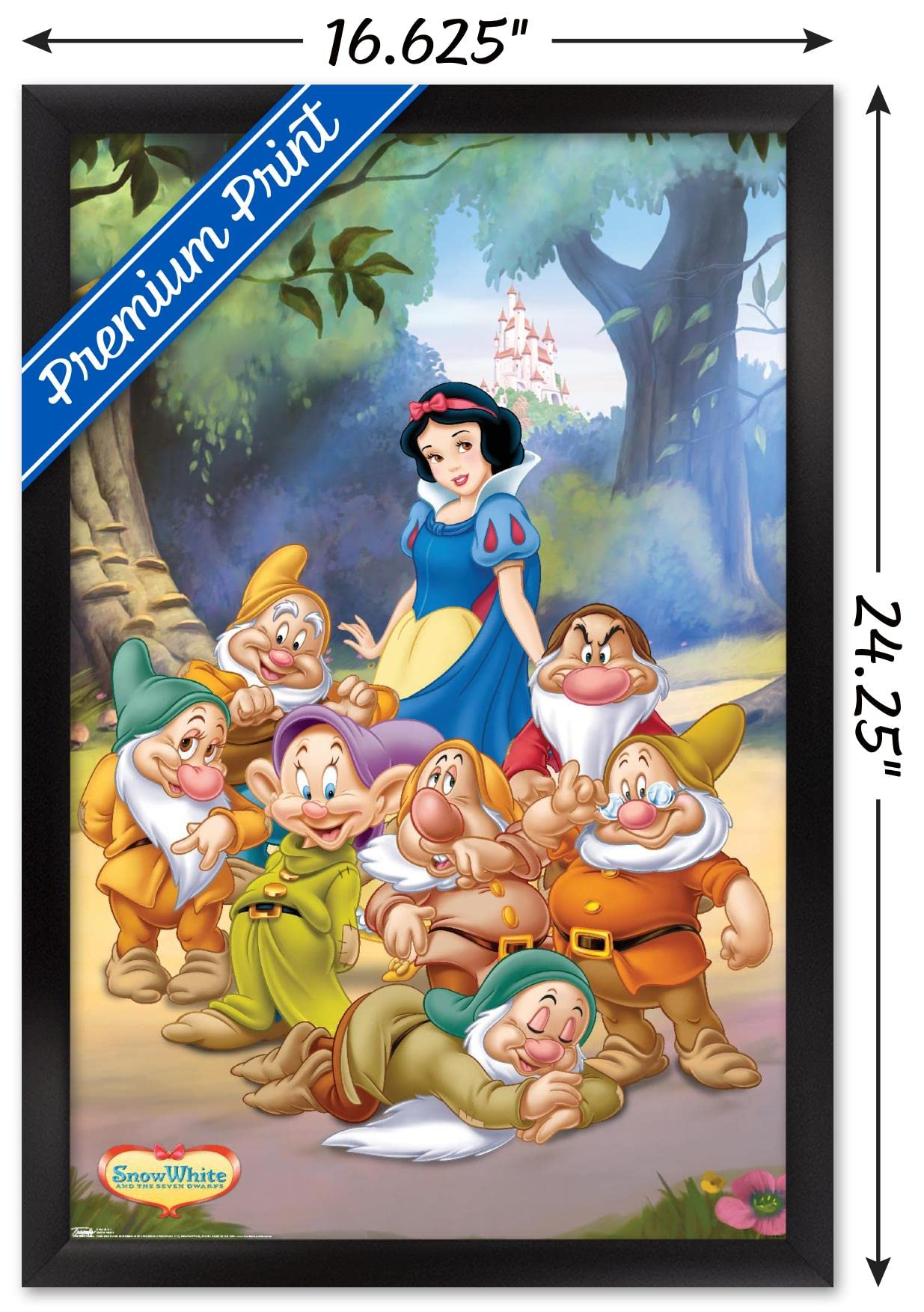 Trends International Disney Snow White And The Seven Dwarfs - Group Wall Poster, 14.725'' X 22.375'', Black Framed Version