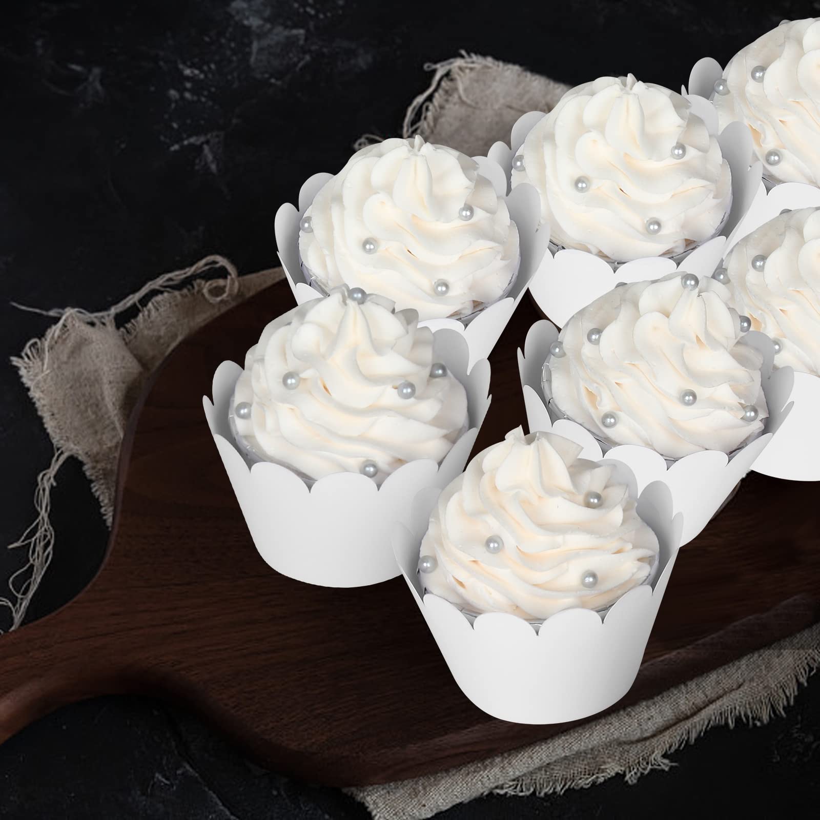 Kposiya Set Of 100 Artistic Bake Cake Cups Filigree Little Vine Lace Laser Cut Cupcake Wrapper Liner Baking Cup Muffin Casetrays