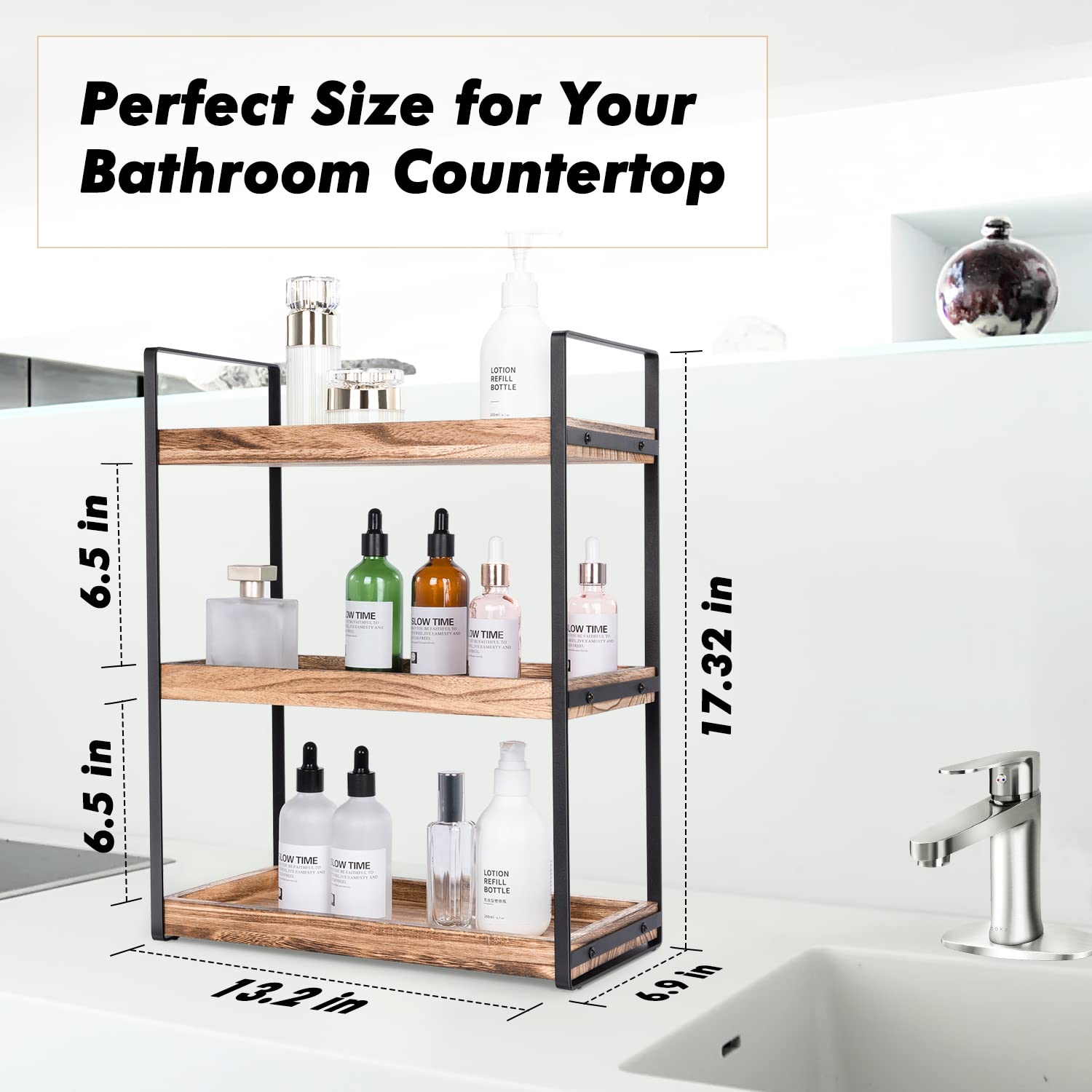 Giftacity 3-Tier Countertop Organizer For Counter Stylish Wood Vanity Shelf Storage - The Perfect Addition To Your Bathroom Deco