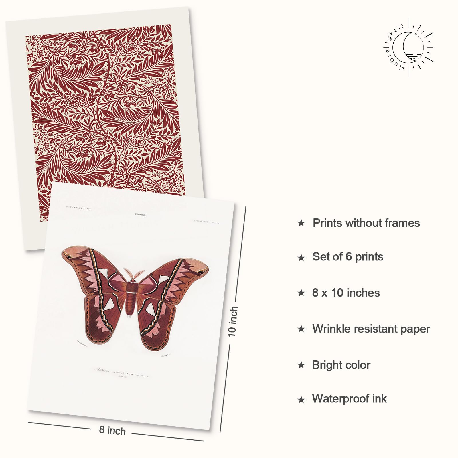 Habseligkeit Red Butterfly Wall Art Prints, Retro Wall Decors For Room Aesthtic, Abstract Posters For Bedroom Decor Aesthetic Un
