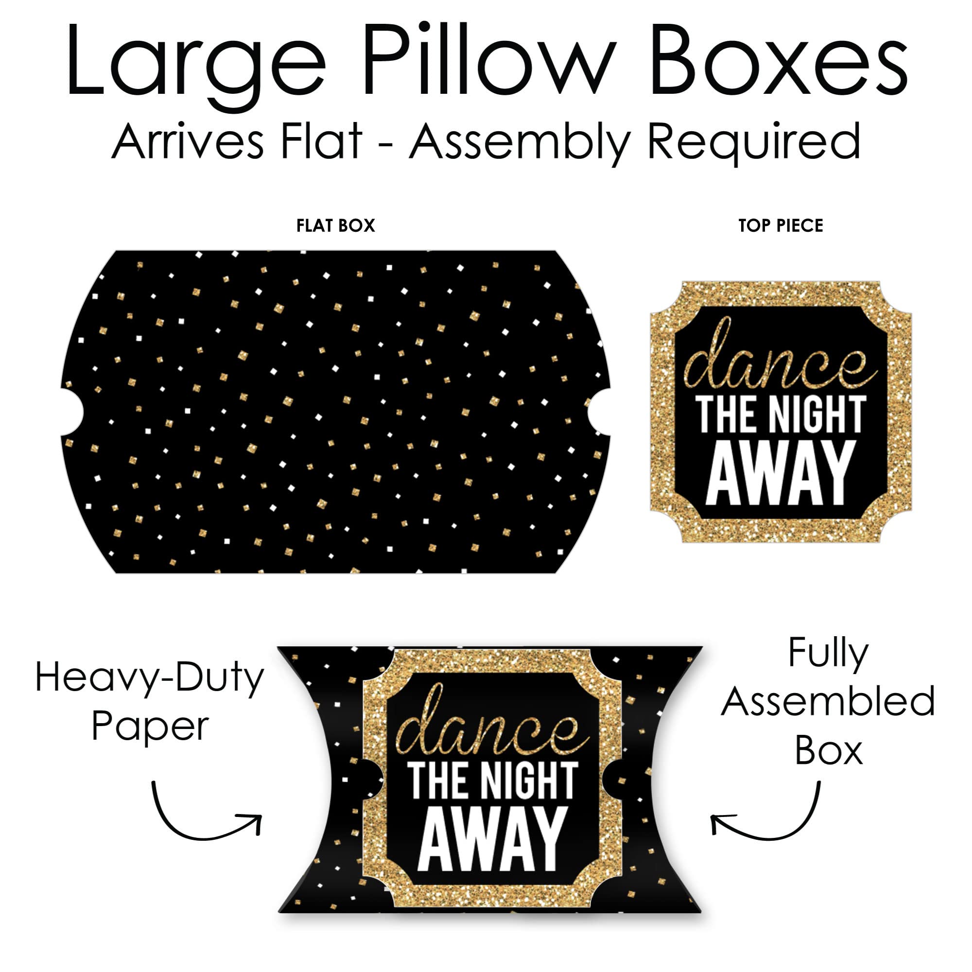 Big Dot Of Happiness Prom - Favor Gift Boxes - Prom Night Party Large Pillow Boxes - Set Of 12