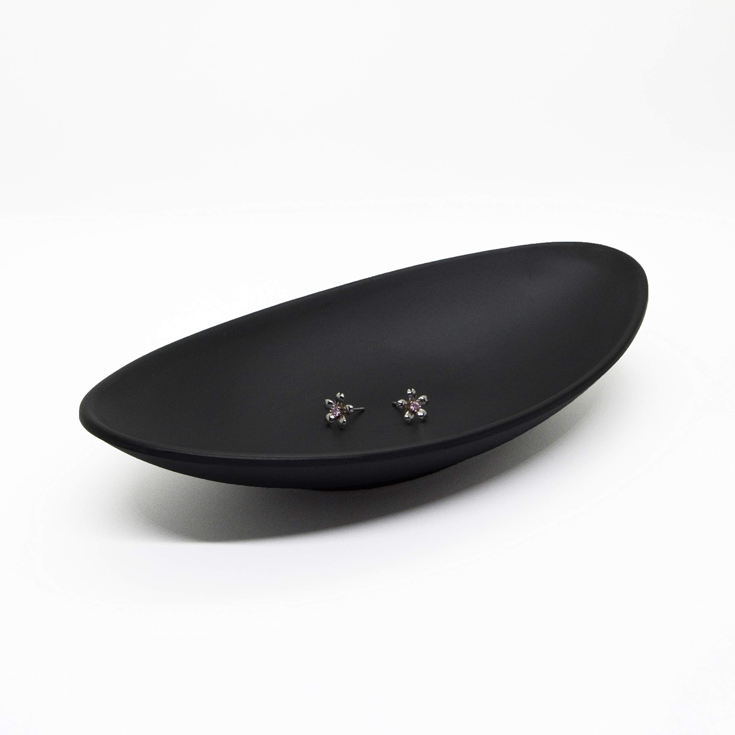 D.A.L Ship Jewelry Dish Organizer,A5 Melamine Decorative Trinket Dish,Accent Tray Vanity,Food Safe Dishware,Frosted Black,Small