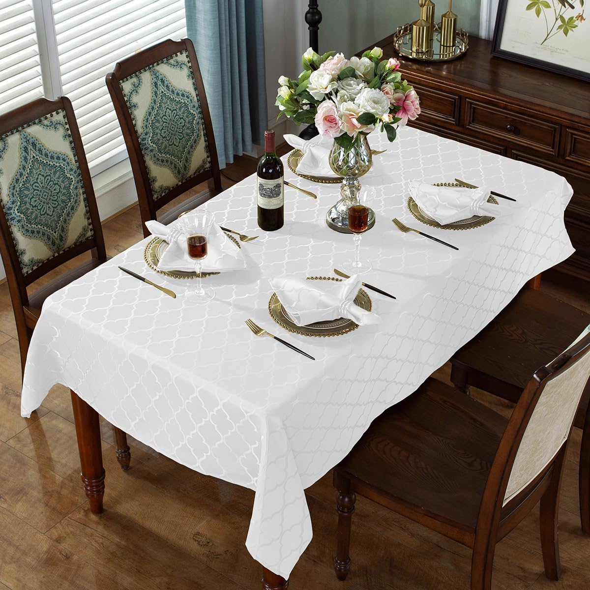 Jacquard Cloth Napkins 20 X 20 Inch Flower Pattern 4 Pieces Solid Washable Comfortable For Restaurant Family Dinners Weddings Pa