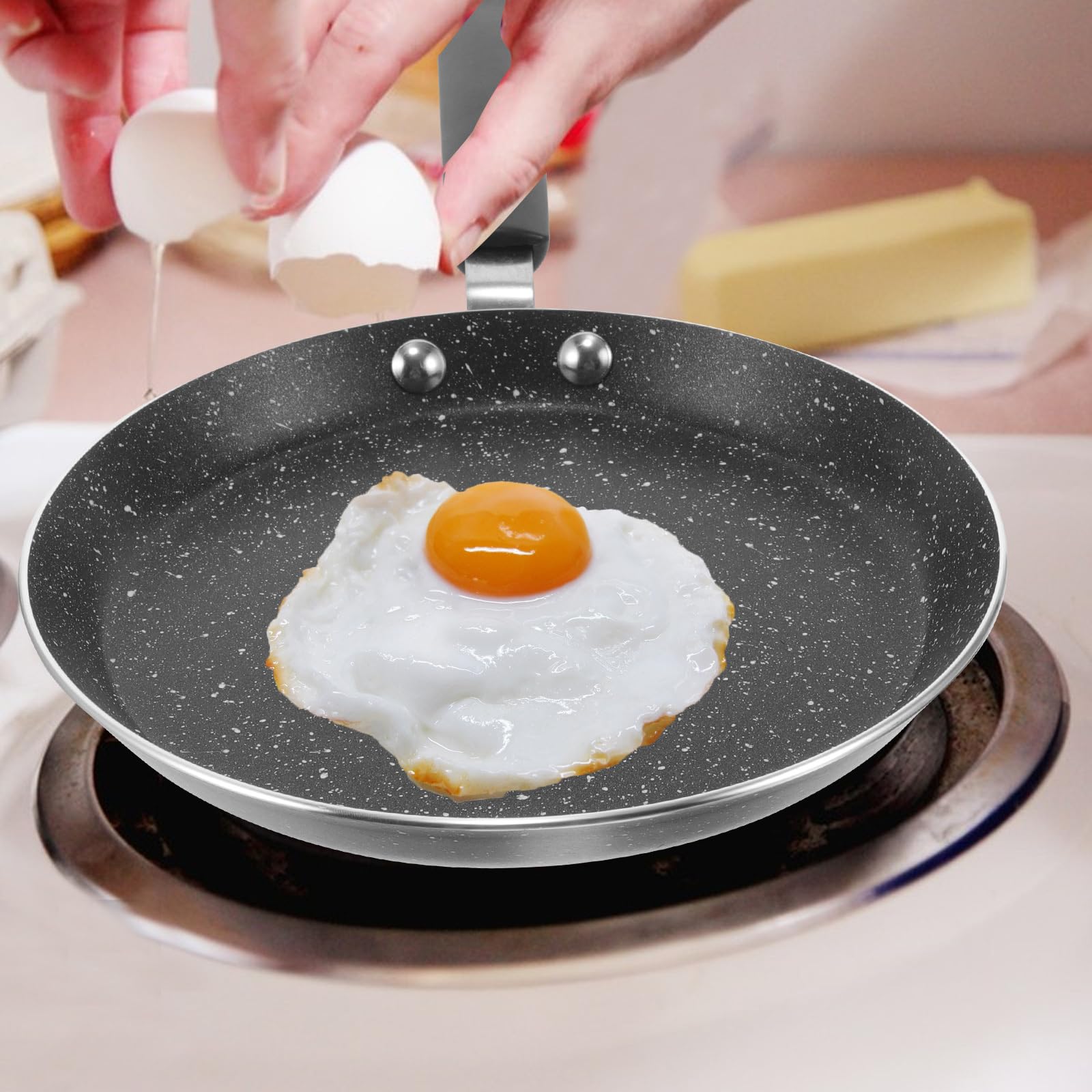 7Inch Nonstick Frying Pan Skillet: Frying Egg Omeltte Pan Skillet Set For Frying Saute Cooking Pizza & More(Without Lid)