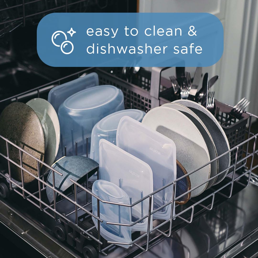 Stasher Premium Silicone Reusable Food Storage Bags, 7-Pack, Rainbow | Multi-Use Food Storage Bags, Lunch Bag, Travel Containers