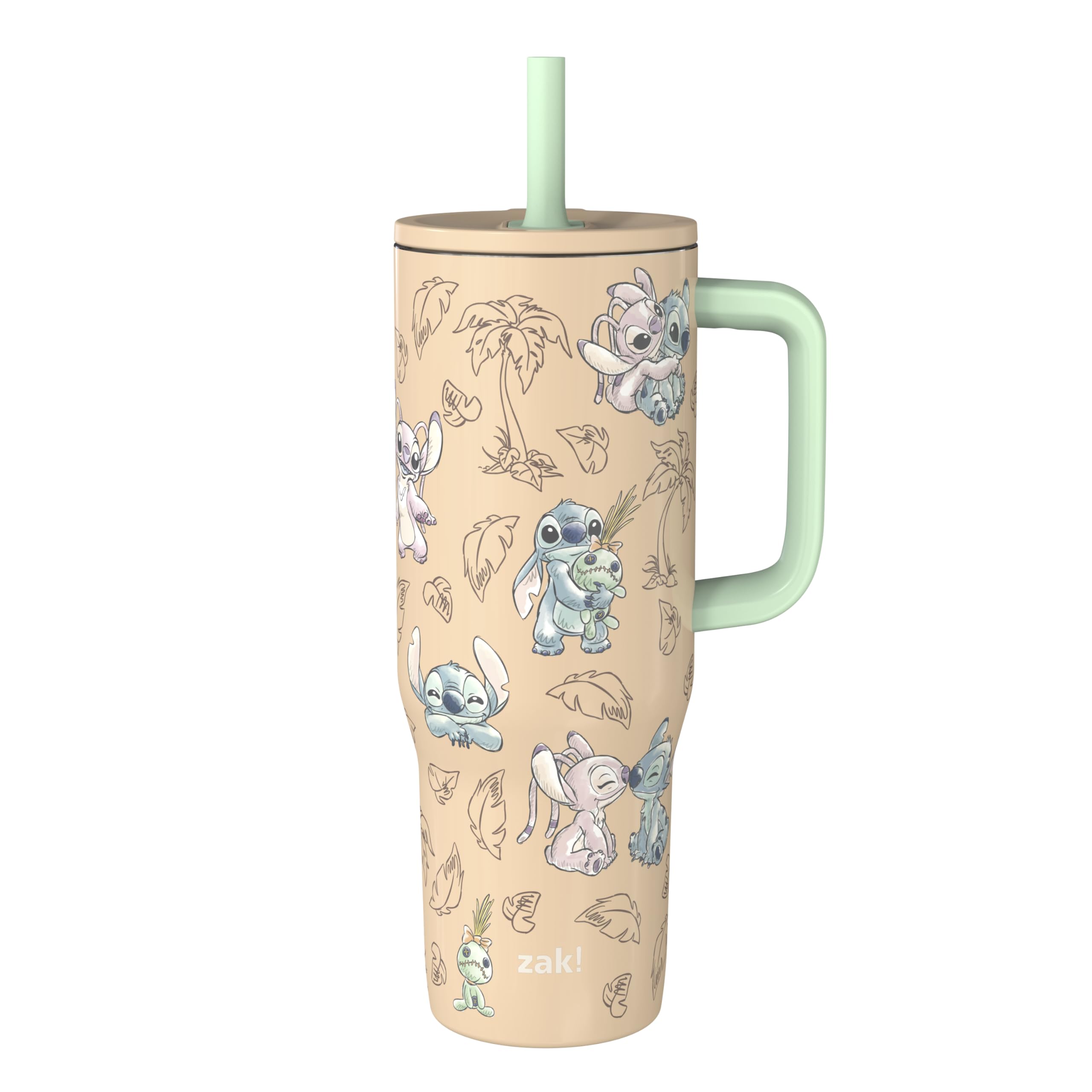 Zak Designs Disney Sutton Travel Tumbler for On the Go, 30oz Stainless Steel with Vacuum Insulation, Silicone Straw, and Carry H