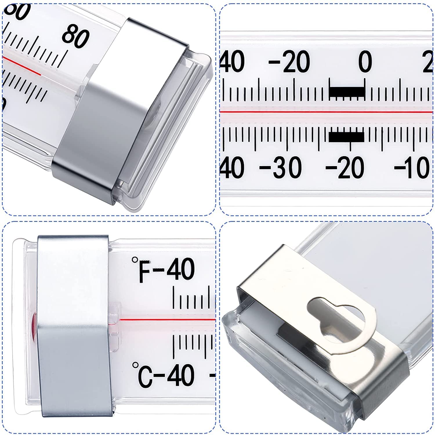 Gerusea 12 Pack Fridge Refrigerator Freezer Thermometer