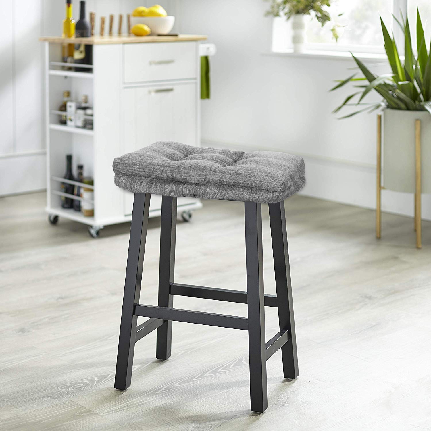Baibu Stool Cushion Rectangular, Super Soft Bar Stool Cushion Saddle Stool Pad With Ties - 1 Pad Only (Gray, 18X9.5X1.5In)