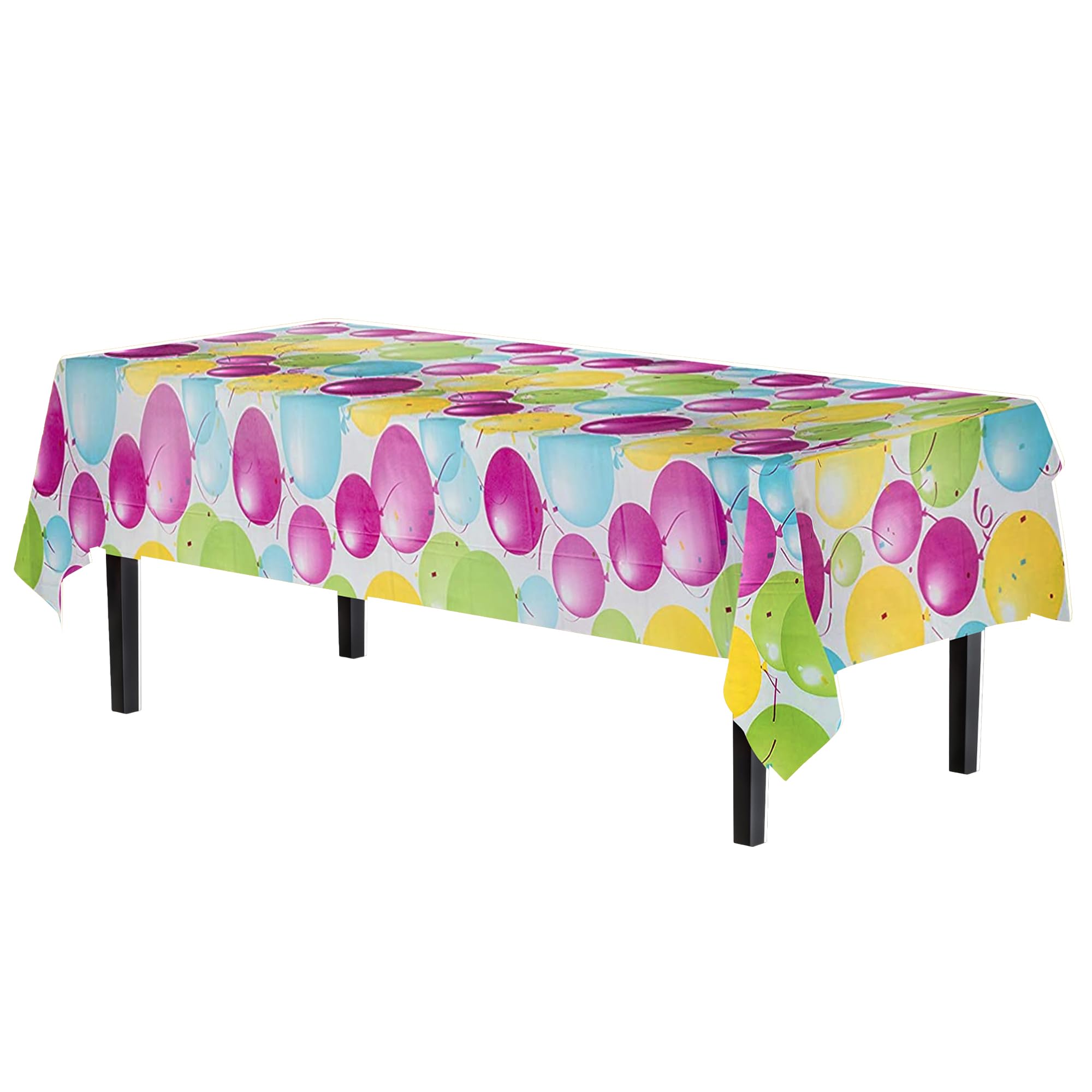 Exquisite 12 Pack Premium Quality Balloon Design Plastic Tablecloth - 54 Inches By 108 Inches Of Fabulous Rectangle Birthday Tab