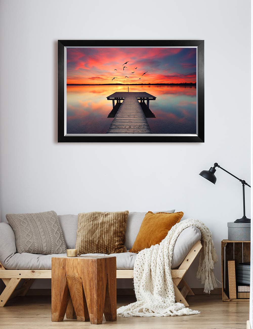 Ipic - Our Own Sunset Personalized Artwork With Names, Customized Gift For Anniversary. Giclee Wallart With High Grade Frame. Pi