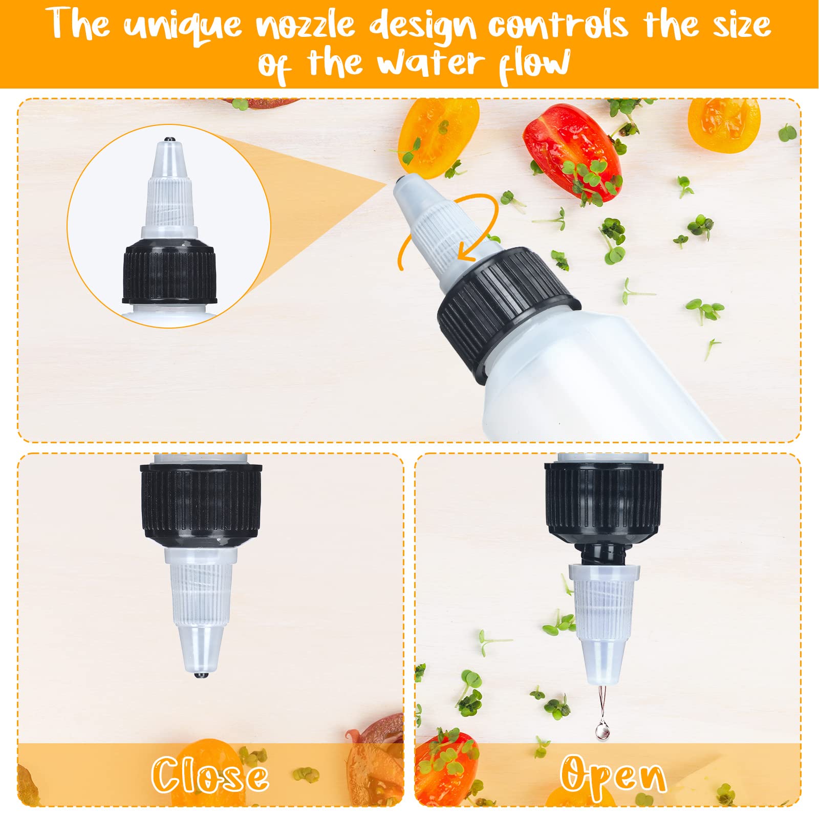 Gandeer 100 Pcs 2 Oz Bottles Plastic Squeeze Condiment Travel Hair Oil Applicator Squirt Bottle Small Boston Dispensing Bottles