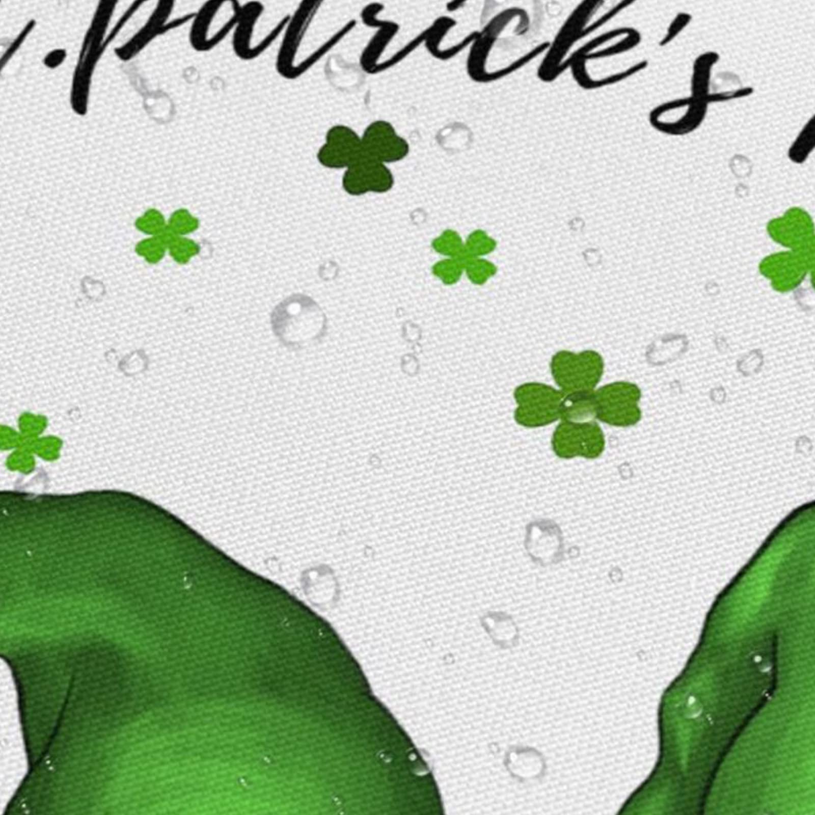 Jbralid Happy St Patrick'S Day Gnome Shower Curtains Green Clover Shamrock Waterproof Bath Curtain Spring Shower Curtain For Bat