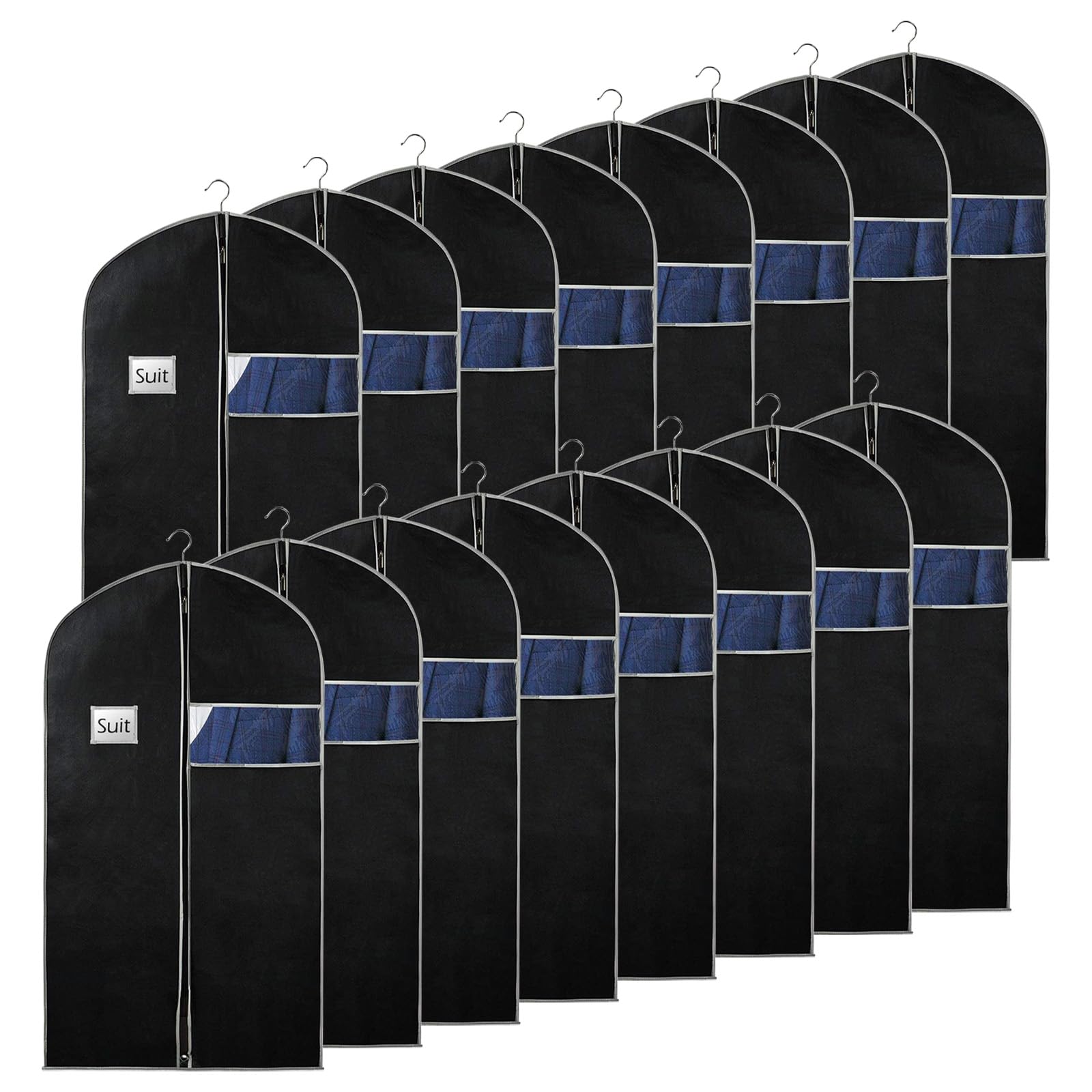 Syeeiex 40''Suit Bag, Set Of 16 Garment Bags For Hanging Clothes, Suit Covers Bags For Men Or Women, Garment Bags For Storage Su