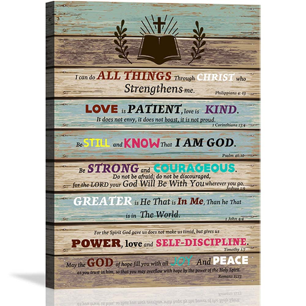 Inspirational Wall Art Scripture Bible Verse Wall Art Christian Canvas Art For Office Bathroom Bedroom Wall Decor Rustic Farmhou