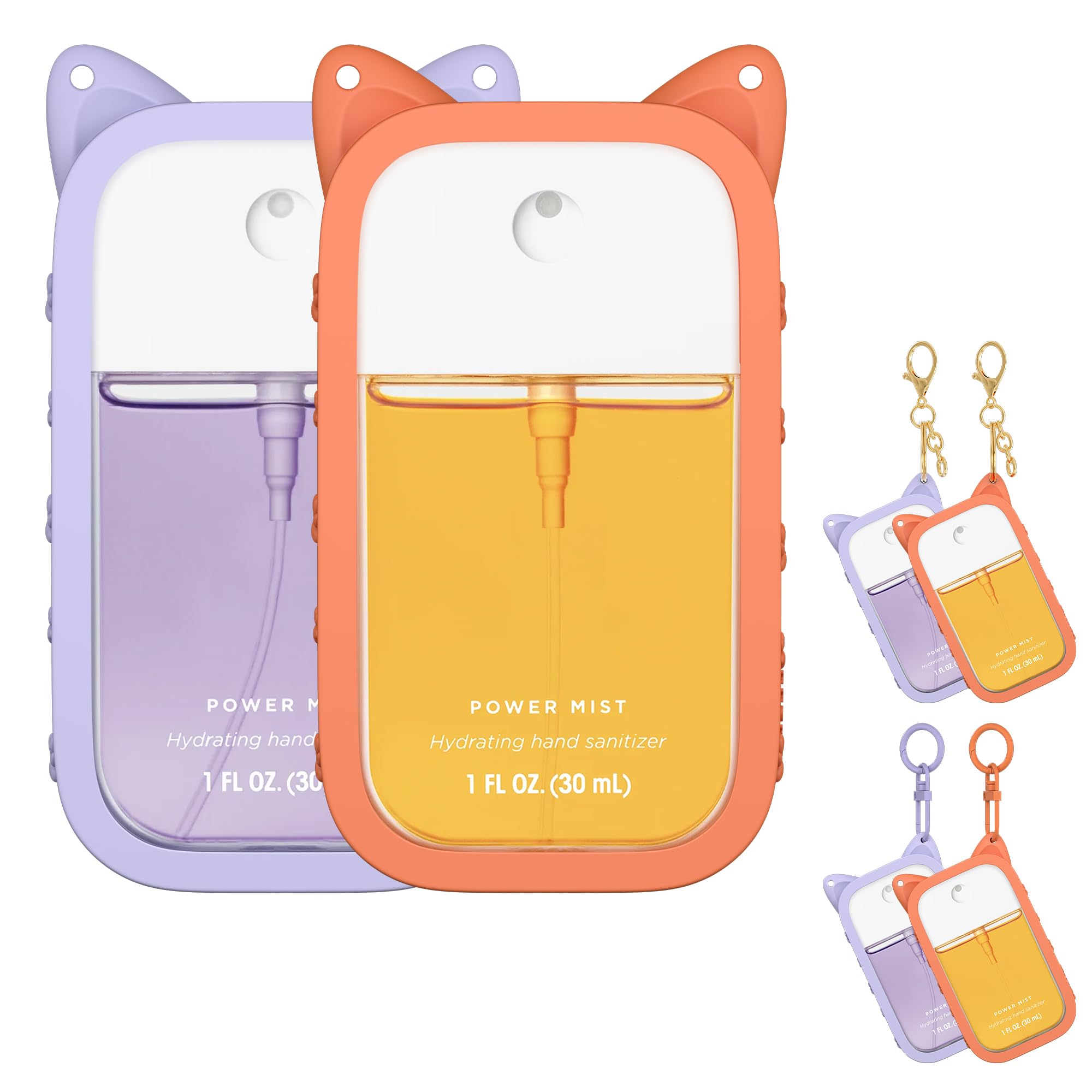 2 Packs Silicone Case Compatible With Touchland Hand Sanitizer Spray (Fit For 1 Fl Oz/30 Ml Ver), Portable Keychain Cute Color E