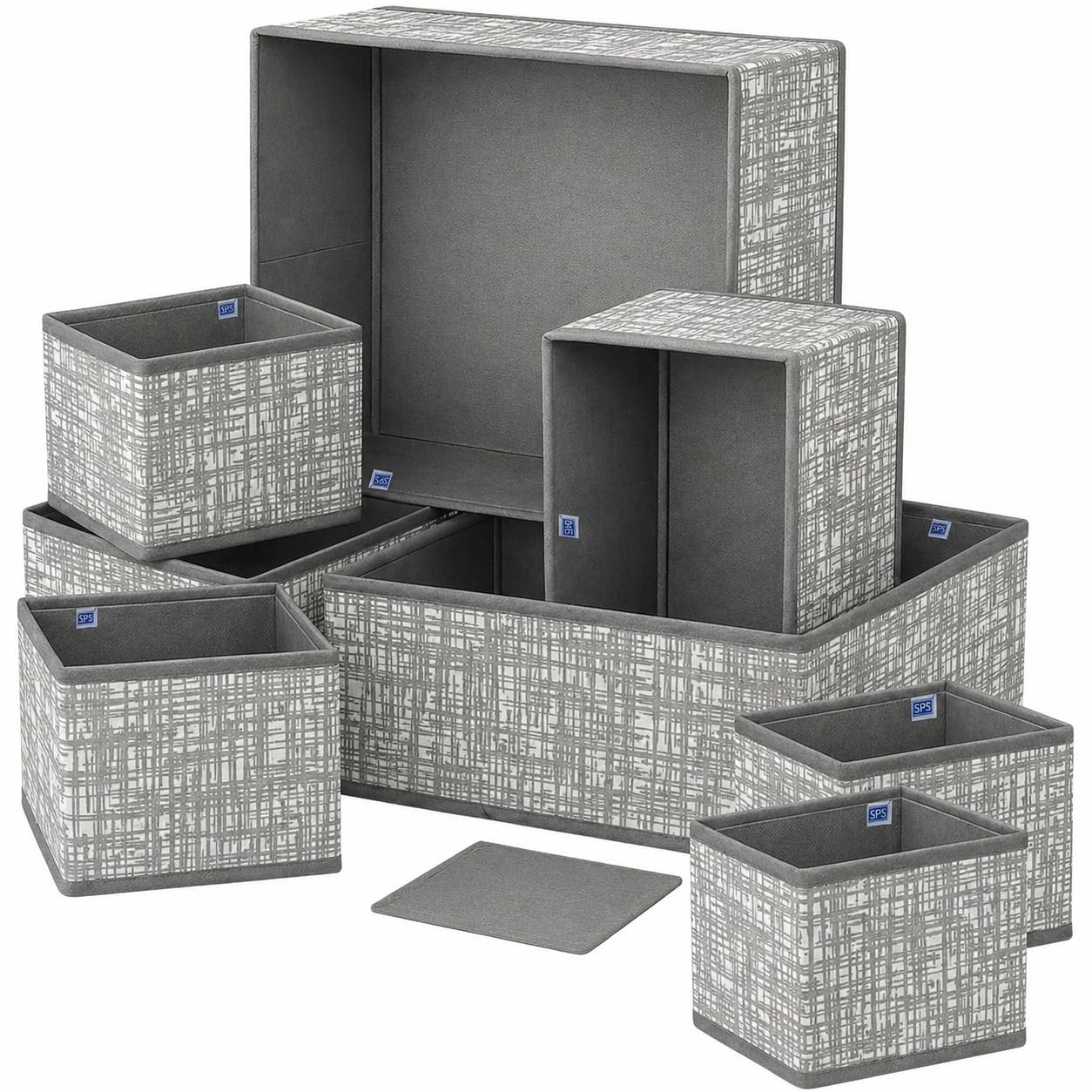 Skrill 8Piece Foldable Cloth Storage Box Set | Cube Baskets, Bins & Dividers For Closet & Dresser Drawer Organization  Crossha
