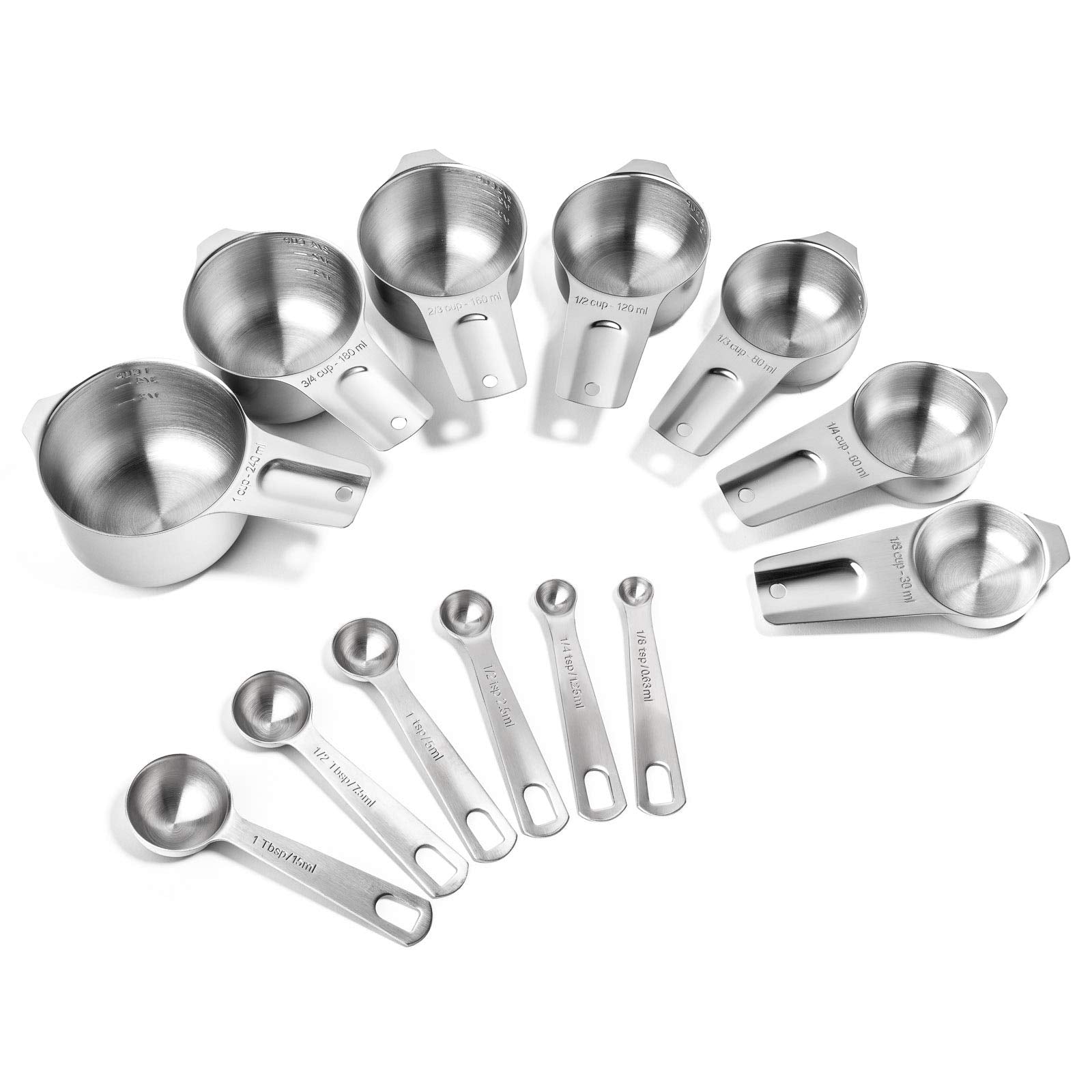 Last Confection 13Pc Stainless Steel Measuring Spoon & Cup Set - Kitchen Measurements For Dry Spices And Liquid Cooking & Baking