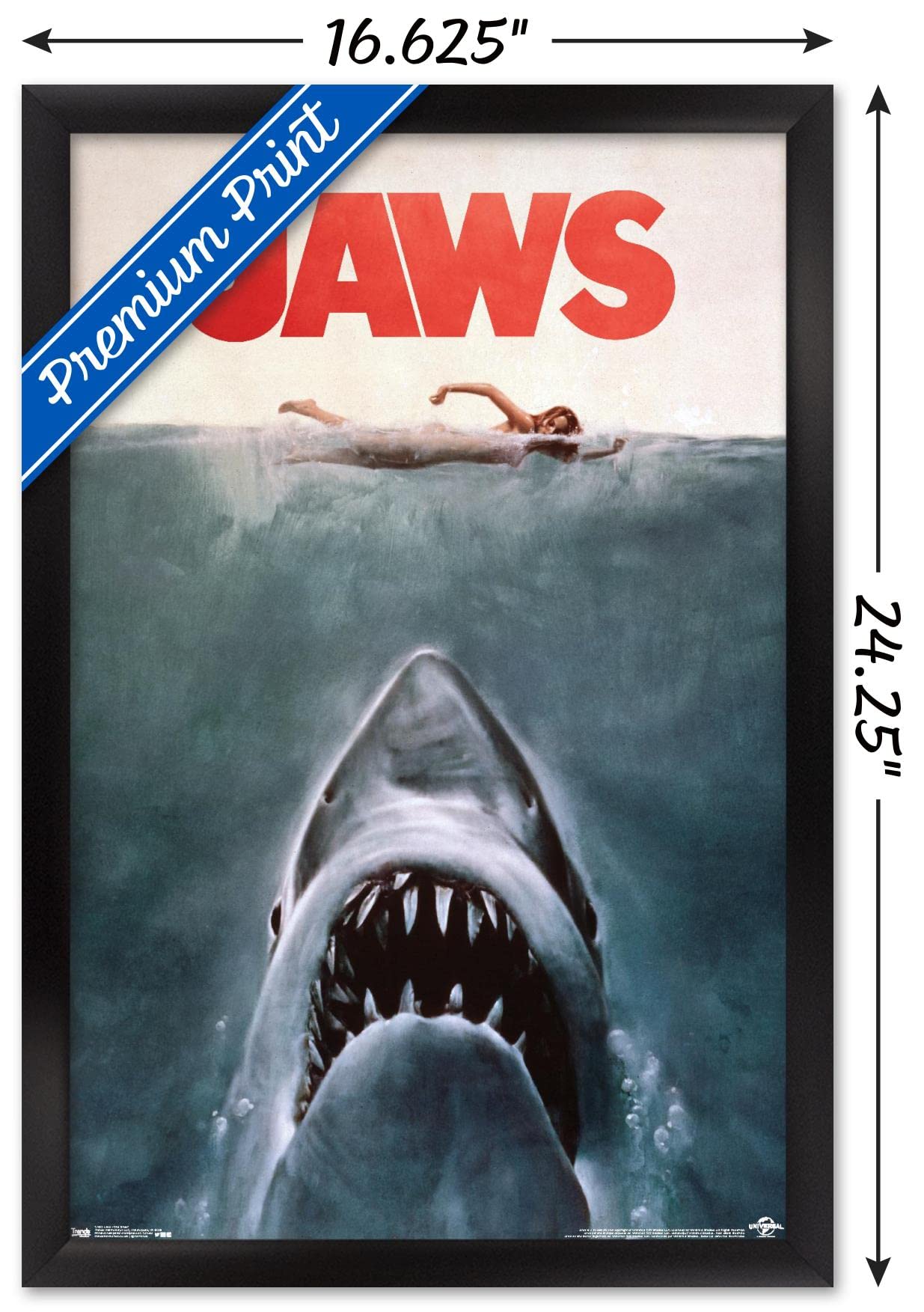 Trends International Jaws - One Sheet Wall Poster, 14.725'' X 22.375'', Black Framed Version