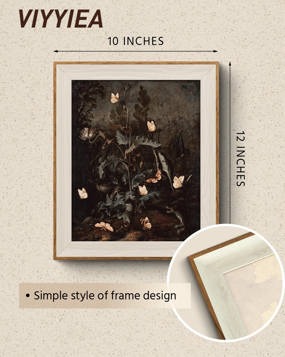 Viyyiea Framed Flower Wall Art Dark Academia Home Decor, Vintage Botan ...