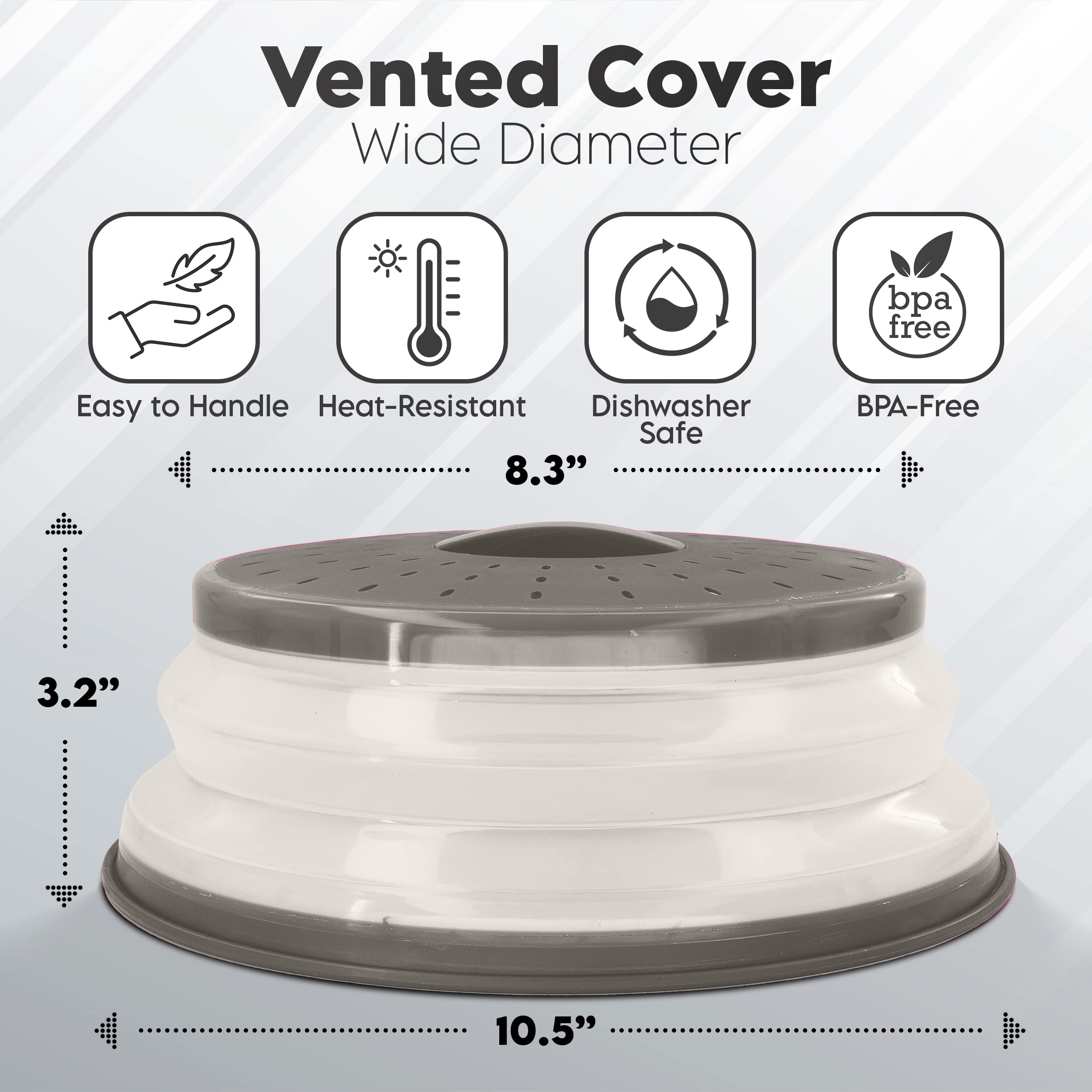 Microwave Cover For Food, Collapsible Microwave Splatter And Plate Covers Easy Grip Lid And Food Strainer, Bpa Free And Dishwash